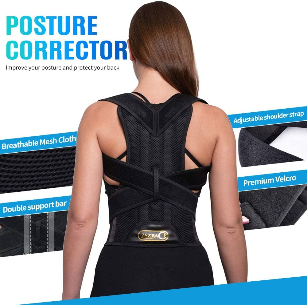 Back Support Brace Posture Corrector Traction Device - Relieves Neck, Back and Spine Pain - Improve Bad Posture, Thoracic Kyphosis, Shoulder Alignment for Men and Women image number 2