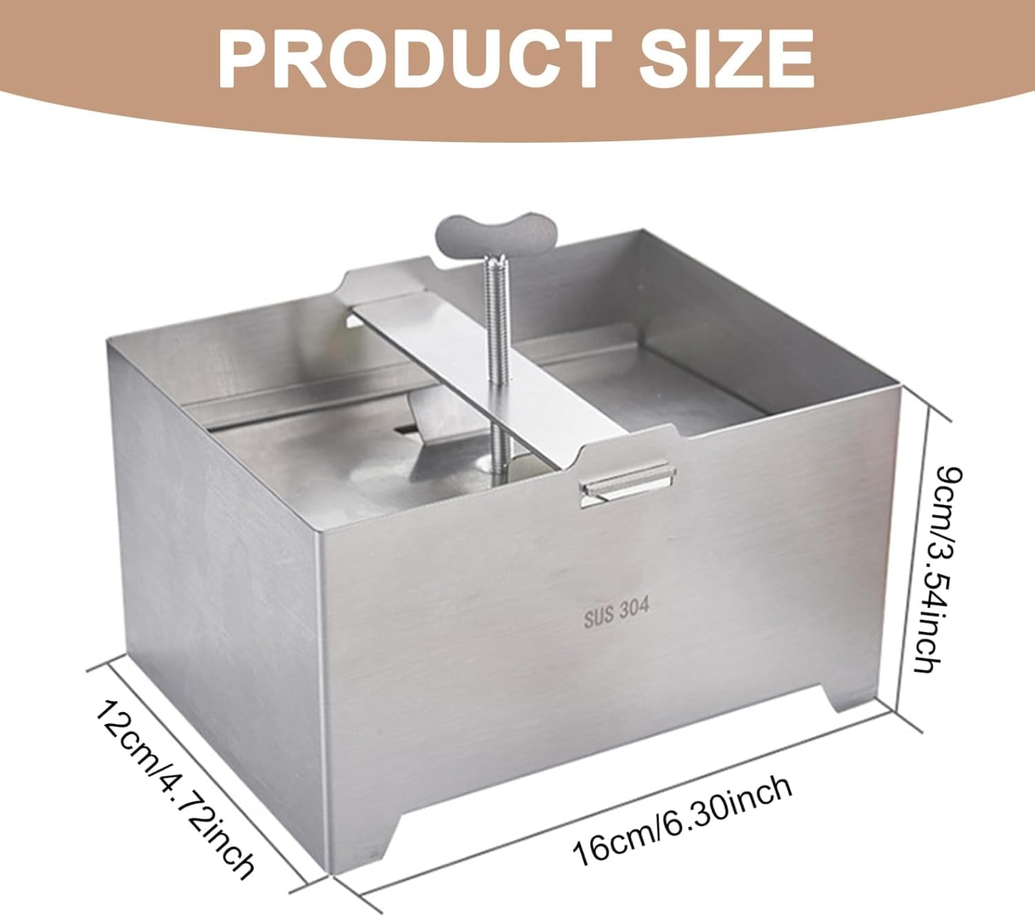 Stainless Steel Tofu Press Kit, Adjustable Tofu Maker Mold with Presser Towel and Drip Tray,Paneer Making Machine for Homemade Firm Tofu Chees (L) image number 5