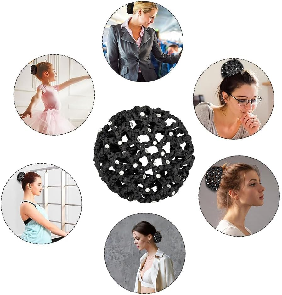 Pack of 4 Hair Net Bun Children'S Ballet, Hair Net Riding Tournament, Ballet Hair Net Bun Girls, Black Bun Net, for Girls and Women, Sports Gymnastics, Ballet, Riding, Nurses Etc image number 3