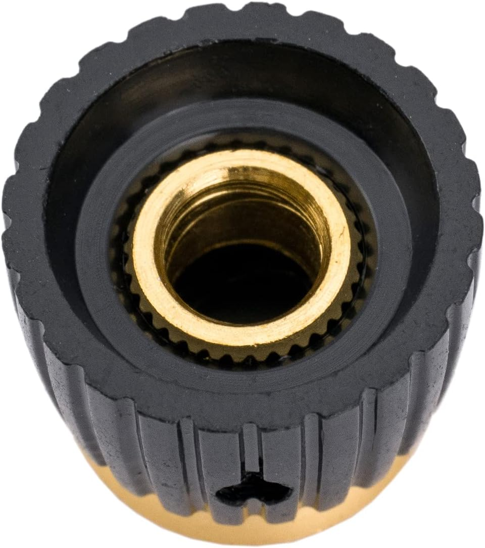 Musiclily Pro Universal Guitar Amp Amplifier Push-On Knobs with Set Screw for All Potentiometers Marshall Amplifiers, Black with Gold Aluminum Top (Set of 6) image number 6