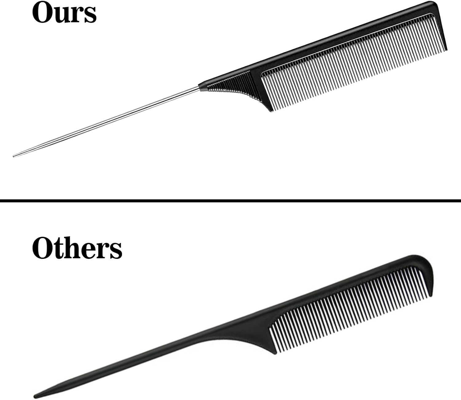 2 Pack Rat Tail Comb,Anti Static and Heat Resistant Teasing Lightweight Comb for All Hair Types. image number 4