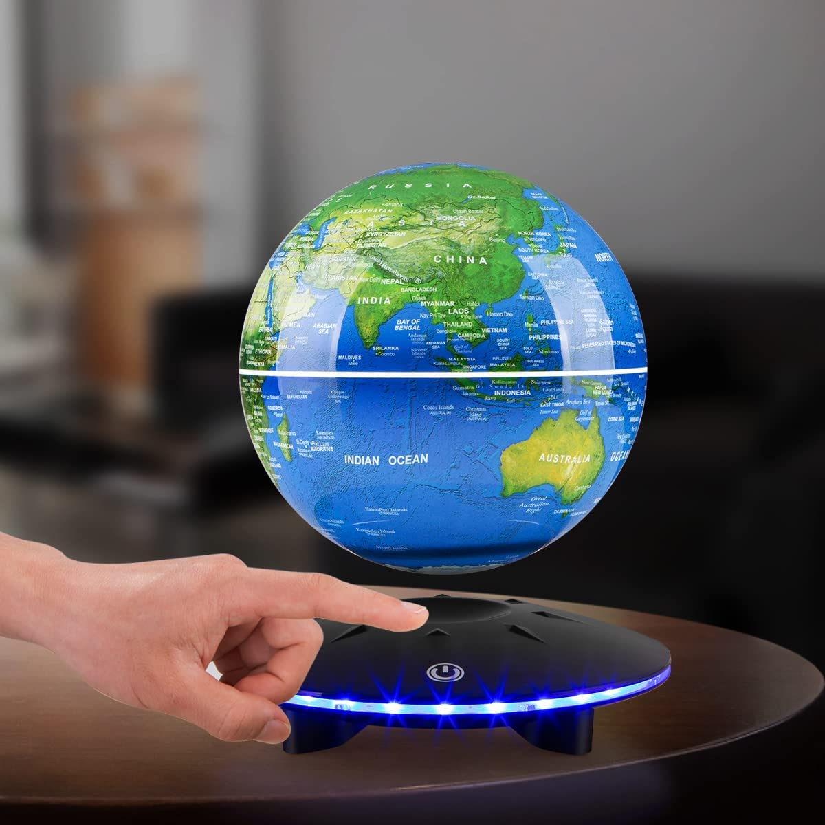 Magnetic Levitating Globe, 6 Inch LED Levitation Floating World Map Globe, Auto Rotation Suspended in Mid-Air with Touch Control for Home Office Desk Decoration image number 1