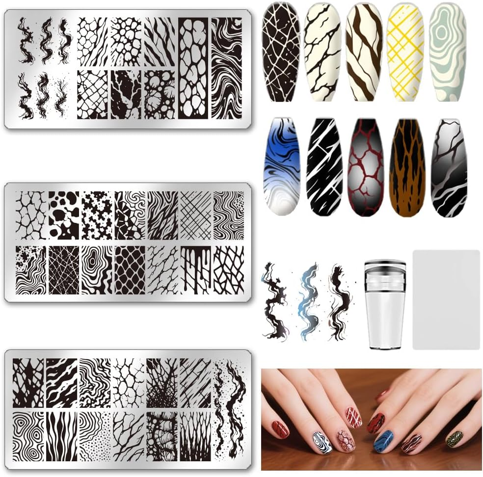 UNICRAFTALE 3Pcs Cute Dog Nail Stamp Plates Set Pets Animals Nail Stamping Plate Puppy Love Image Nails Stencils Dog Paws Design Nails Art Stamping Template with Stamp and Spacer for Lover Manicure