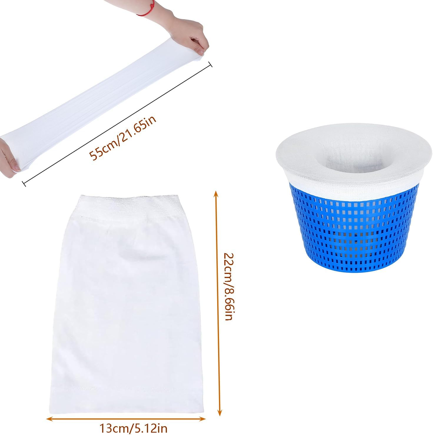 Taicols Pool Skimmer Socks, 50 Pcs Swimming Pool Skimmer Socks Baskets Skimmers Net Filter Storage Bag, Ultra Fine Mesh Screen Liner for Filters Baskets and Skimmers for Cleans Debris and Leaves Bag image number 6