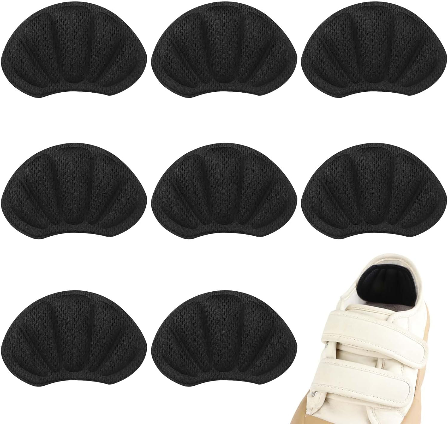 Shoe Pads for Shoes Are Too Large Self-Adhesive, 8 Pcs Soft Thick Cushion Inserts to Stop Heel Slip Prevent Blisters Repair Loose Shoes Too Big, Improve Fit Comfort, Heel Pads for Women & Men (Black, M)