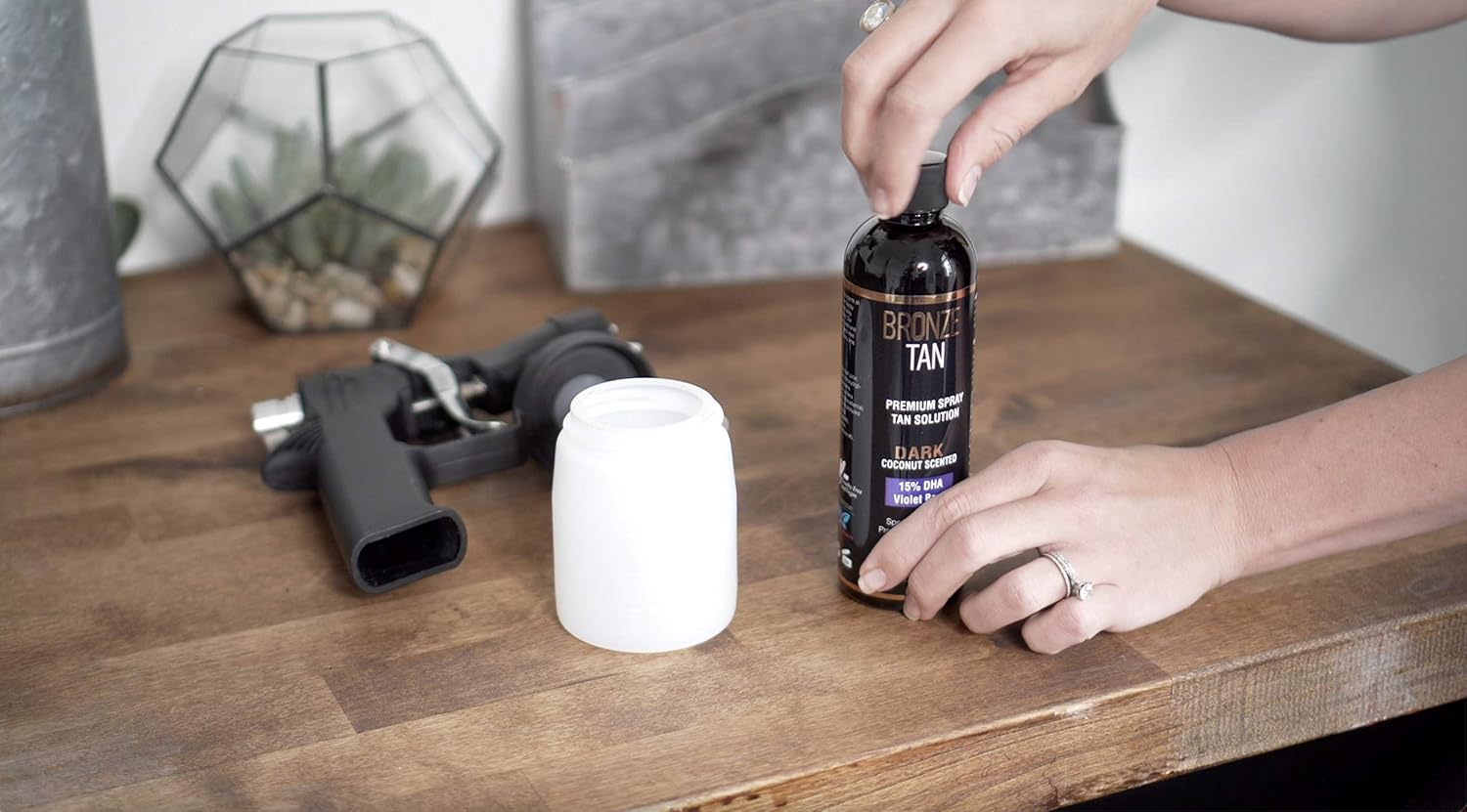 Bronze Tan Replacement Gun for HVLP Spray Tan Machine with 200Ml Cup - for DHA Solution - Adjustable Flow image number 2