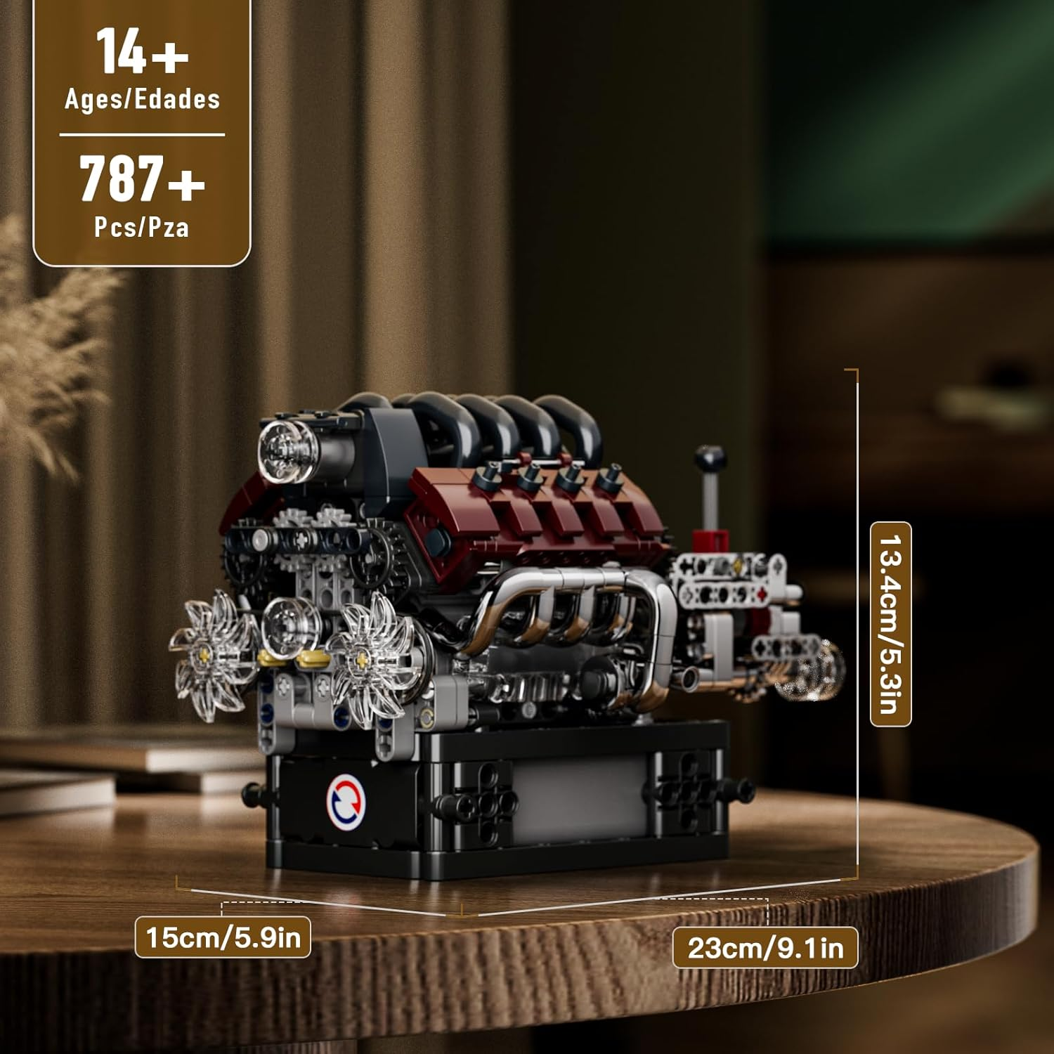 Mould King 10227 Technik V8 Engine Kit Petrol Building Blocks Clamping Blocks Engines Electric Engine Motor Kit Gifts for Adults (787 Pieces) image number 4