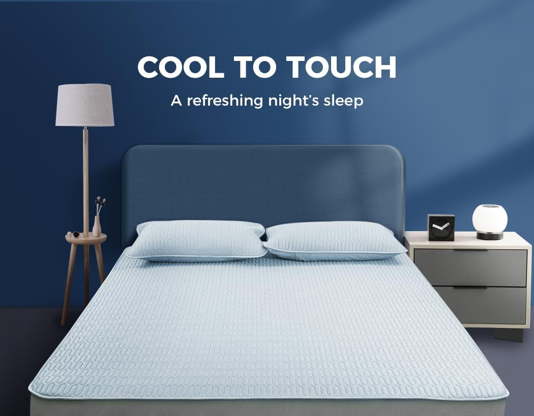 Dreamz Summer 3PCS Cool Latex Mattress Topper Pillowcase Protector Set Bed Sheeet Mat Bedding Soft Washable Deep Pocket Bedroom Fits (King) image number 4