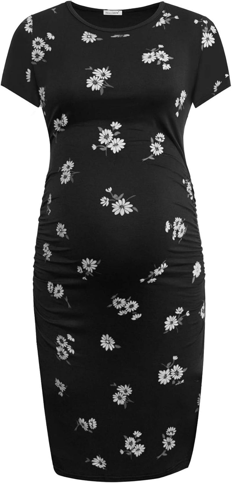 Smallshow Women'S Short Sleeve Maternity Dress Ruched Pregnancy Clothes, Svp121, Medium image number 3