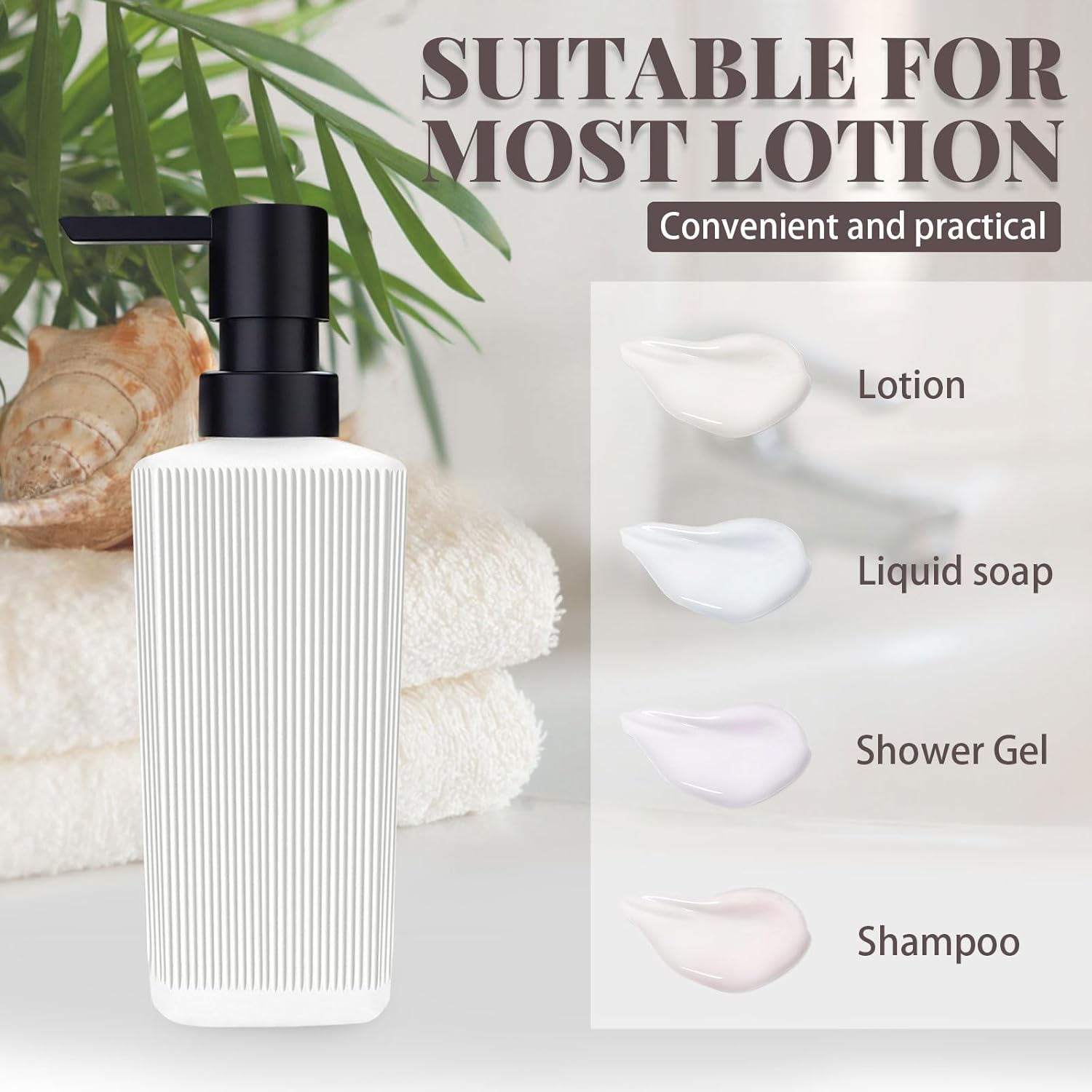 Diakey 2 Pack White Soap Dispenser, Soap Dispenser Bathroom, 12Oz Glass Hand Soap Dispenser with Pump, Dish Soap Dispenser for Kitchen, Refillable Ribbed Liquid Soap Dispenser Bottle image number 2