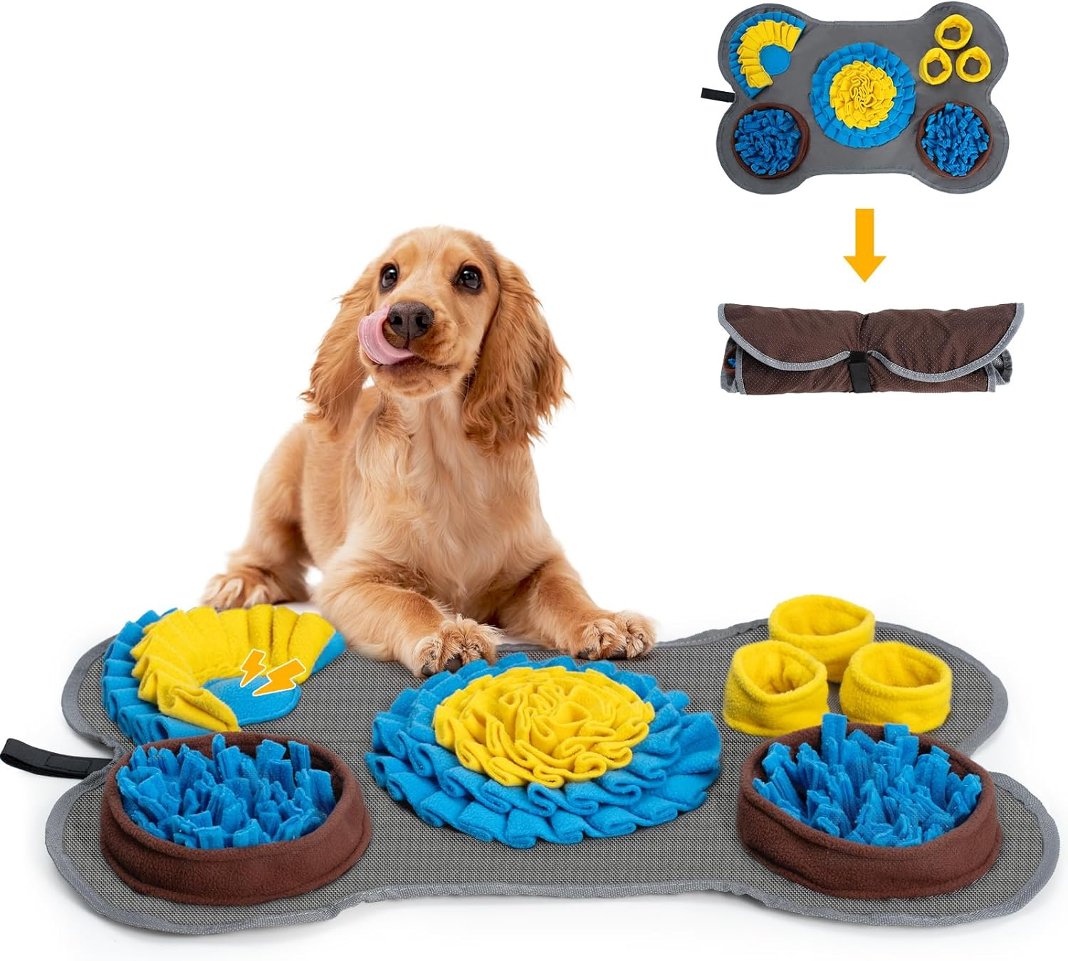 Barpor Snuffle Mat for Dogs: Small Pet Toys Mat for Behavior Training and Encourage Natural Foraging Skills and Slow Eating, 15"X22.8" image number 3