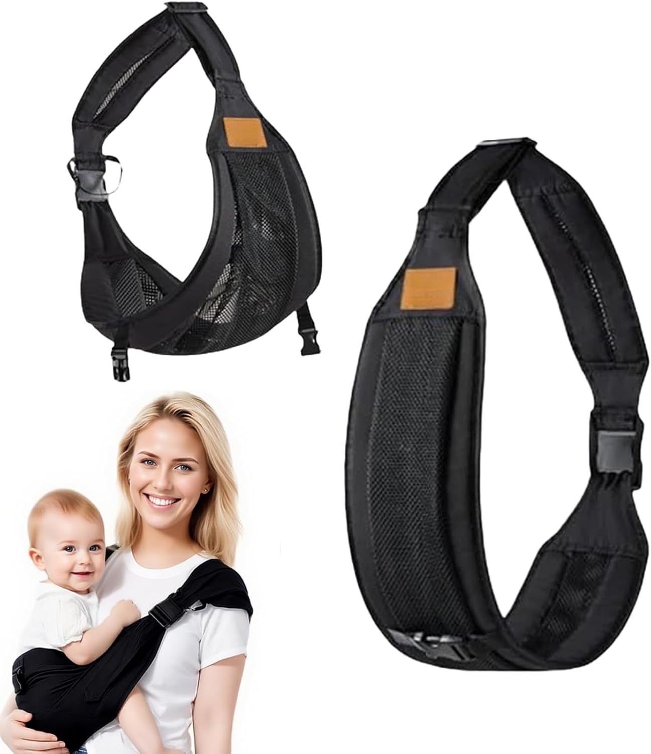 Adjustable Baby Sling Carrier &ndash; Breathable Mesh Hip Seat Carrier for 10-45 Lbs Infants & Toddlers, Baby Carrier Sling with Non-Slip Design for Hands-Free Parenting (Black)​​