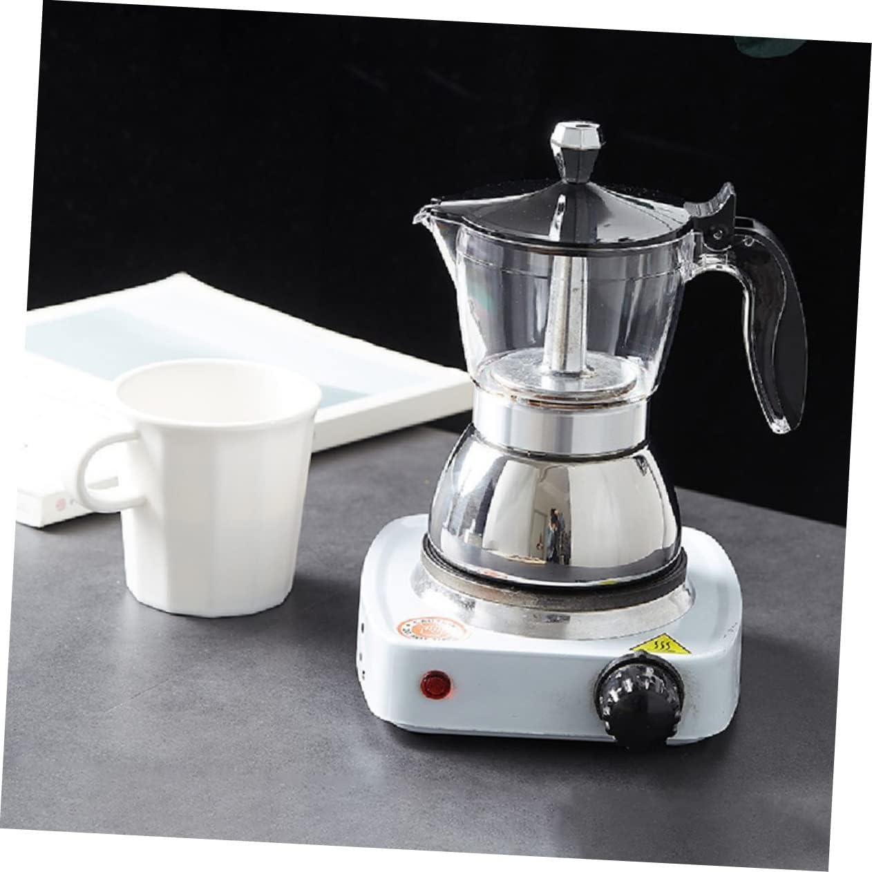 COLLBATH Mocha Coffee Maker 4-Cup 200Ml Glass Pot Stainless Steel Hand Brewing Coffee Pot for Home Espresso Brewing