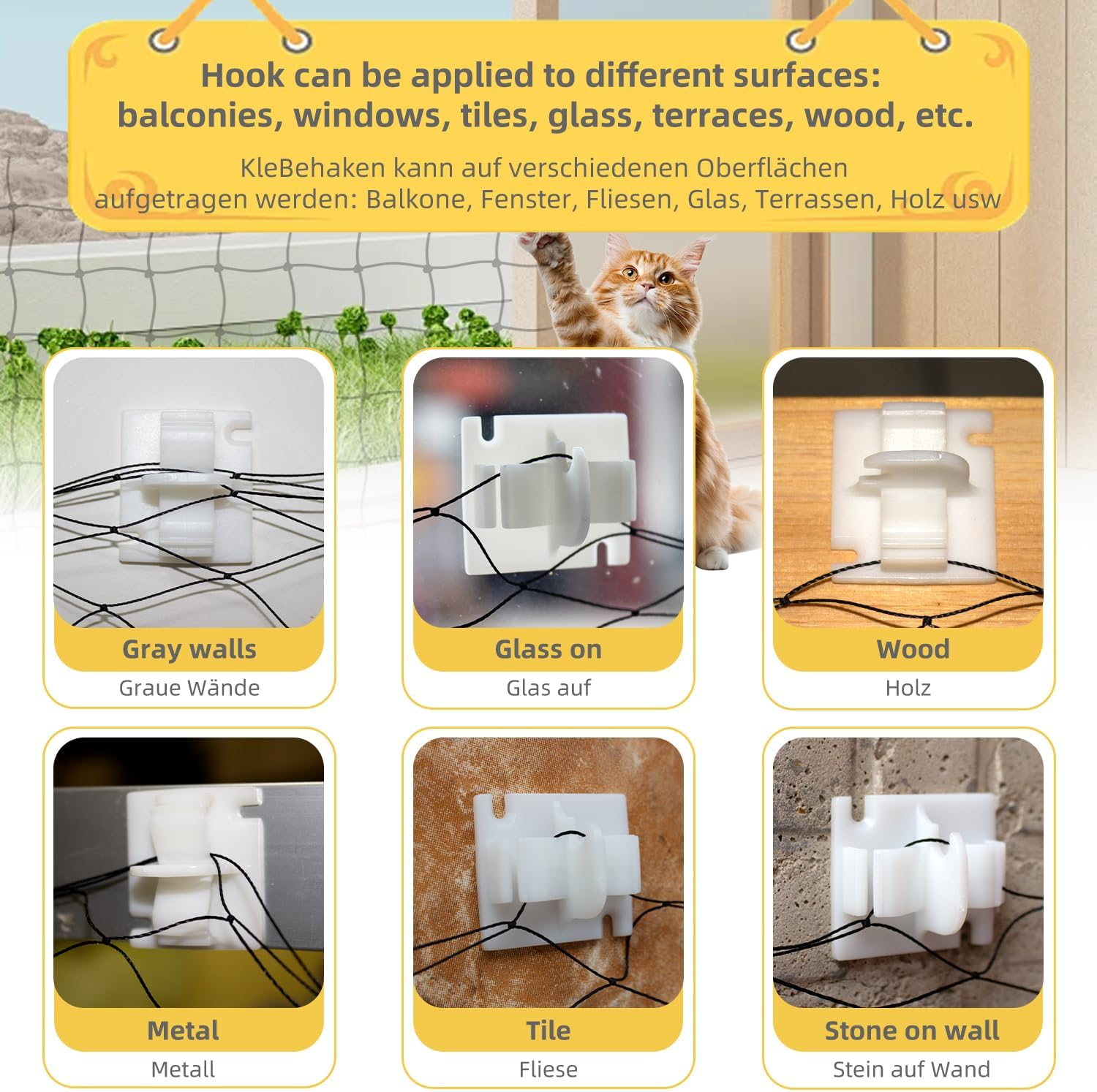 Suitable for Cat Net Balcony, Cat Net for Balcony, No Drilling (White, Pack of 50) image number 4