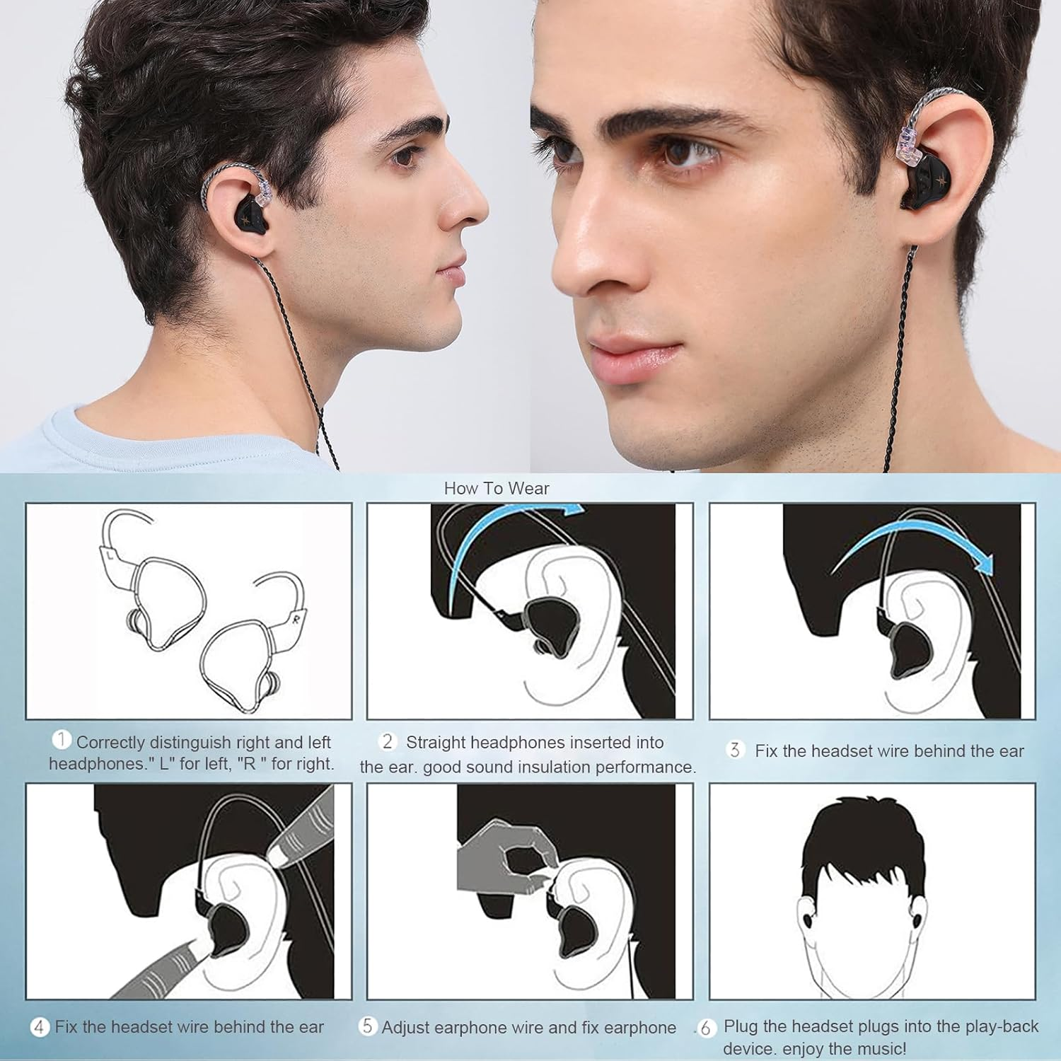 Wired Earbuds In-Ear Headphones, Earphones with Microphone,3.5Mm Jack Ear Buds QKZ ZXT Transparent Black for Computer, Laptop, Gaming, Sports, Music, Calling - Green image number 7