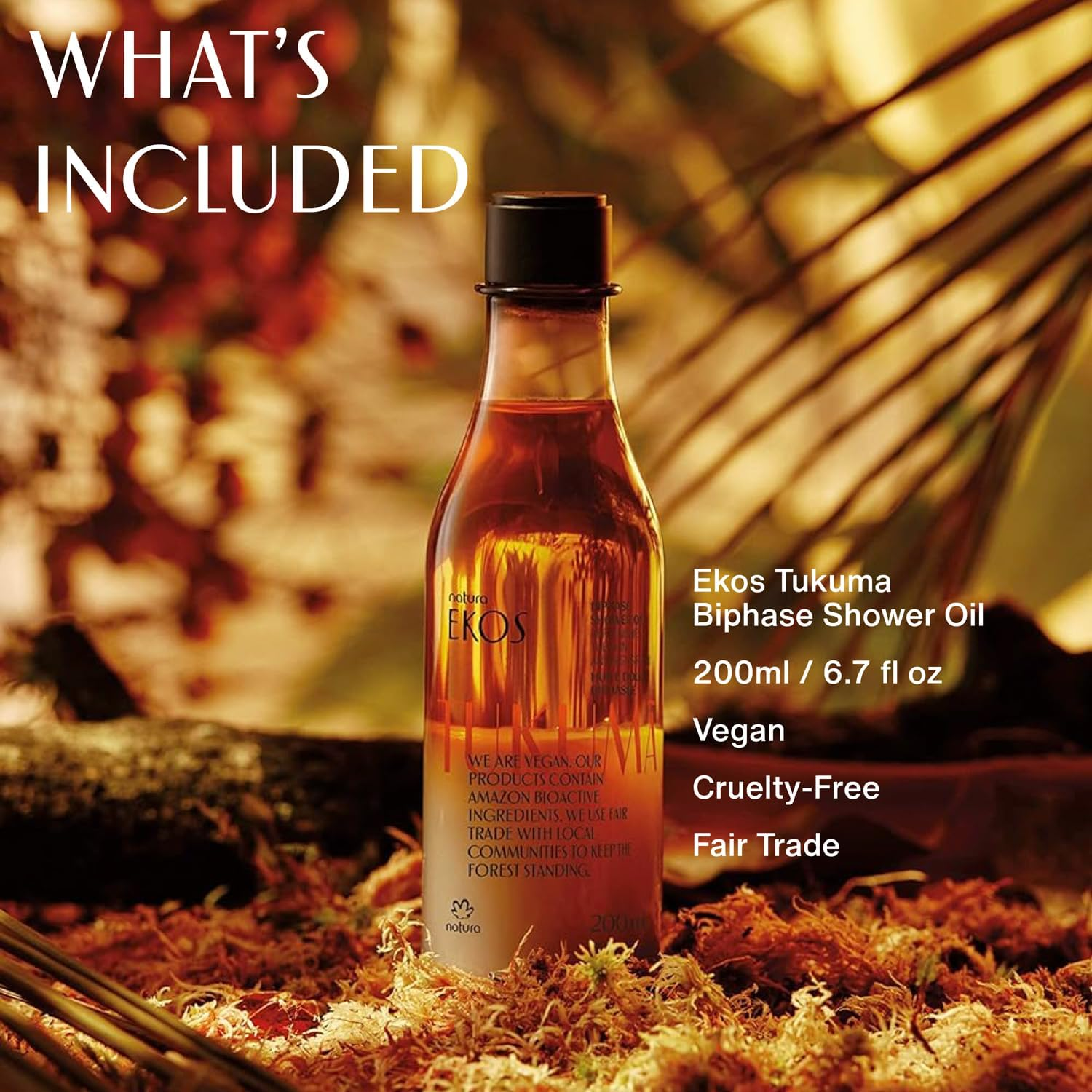 Natura - Ekos Tukum&atilde; Biphase Shower Oil - Replenishing In-Shower or Bath Body Oil - Anti-Signs - Scented - Bath Oil - Skin Moisturizer - Vegan Skin Care - Brazilian Beauty Secrets - 6.7 Fl Oz (200Ml) image number 2