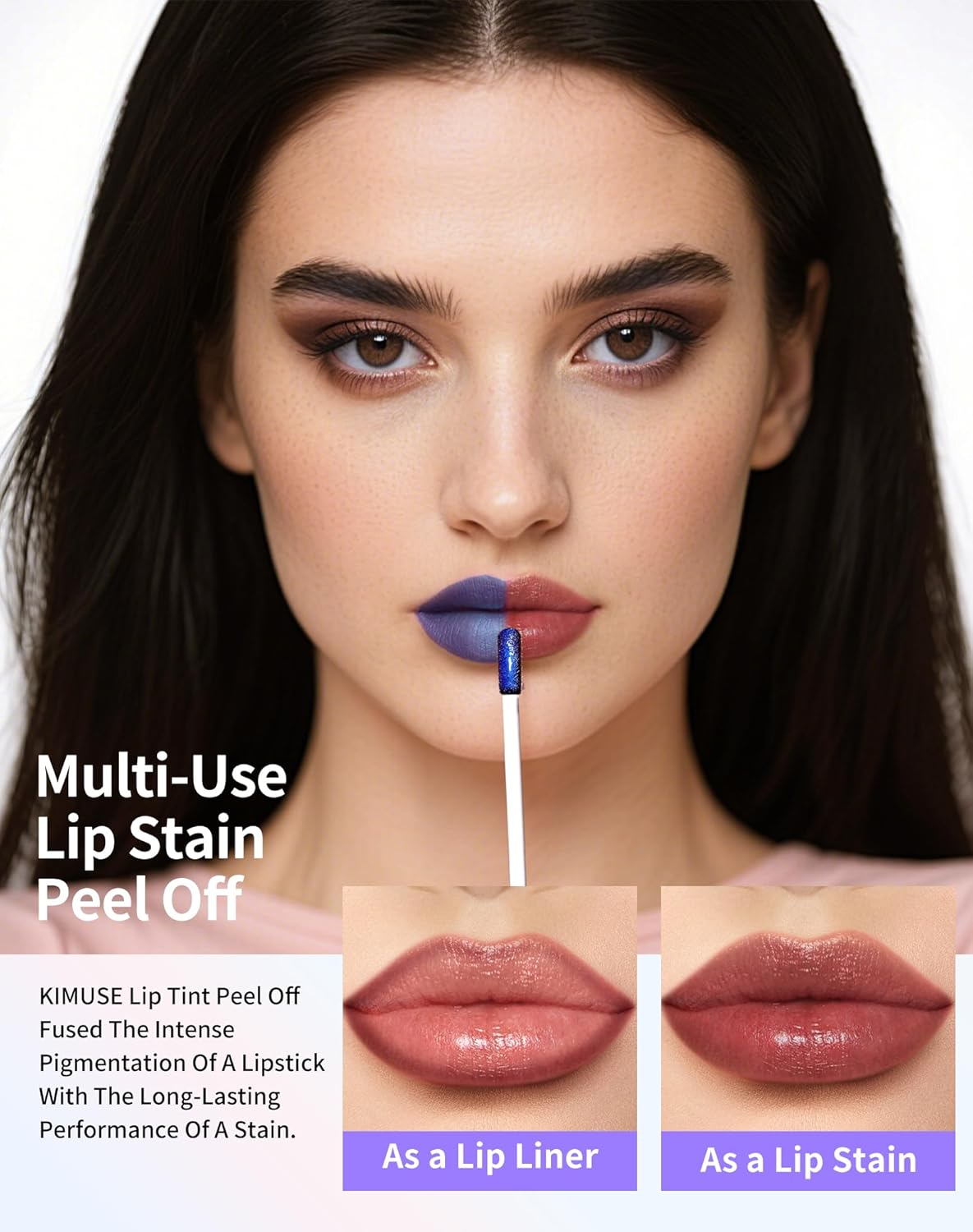 KIMUSE Lip Stain Masque, Lip Stain Peel off Long-Lasting, Hydrating, & Smudge-Proof Lip Color with Highly Pigmentation, Natural Matte Finish Peel off Lipstains image number 4