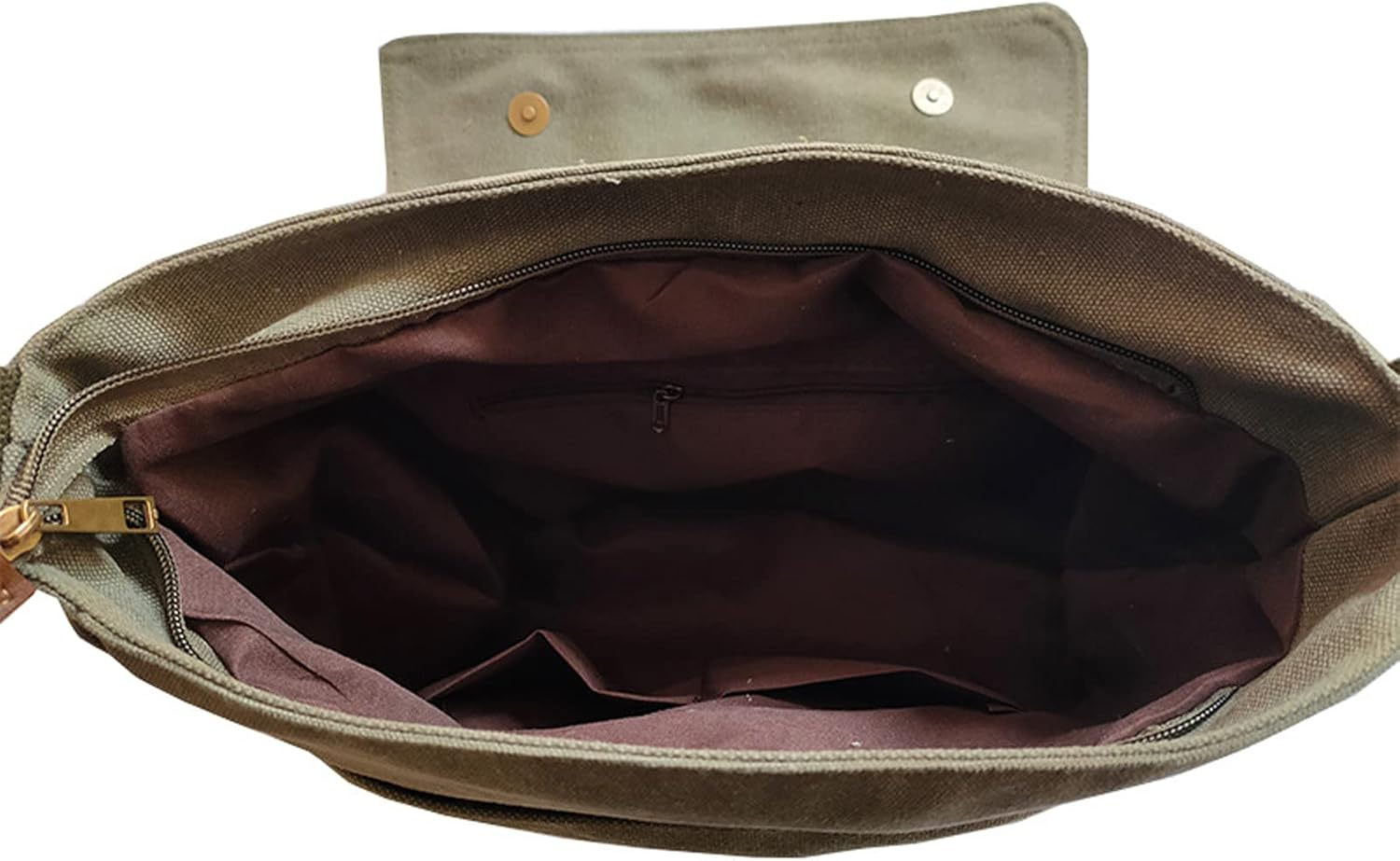 Men'S Korean Canvas Bag Men'S Shoulder Bag Men'S Large Capacity Computer Casual Bag - Military Green image number 4