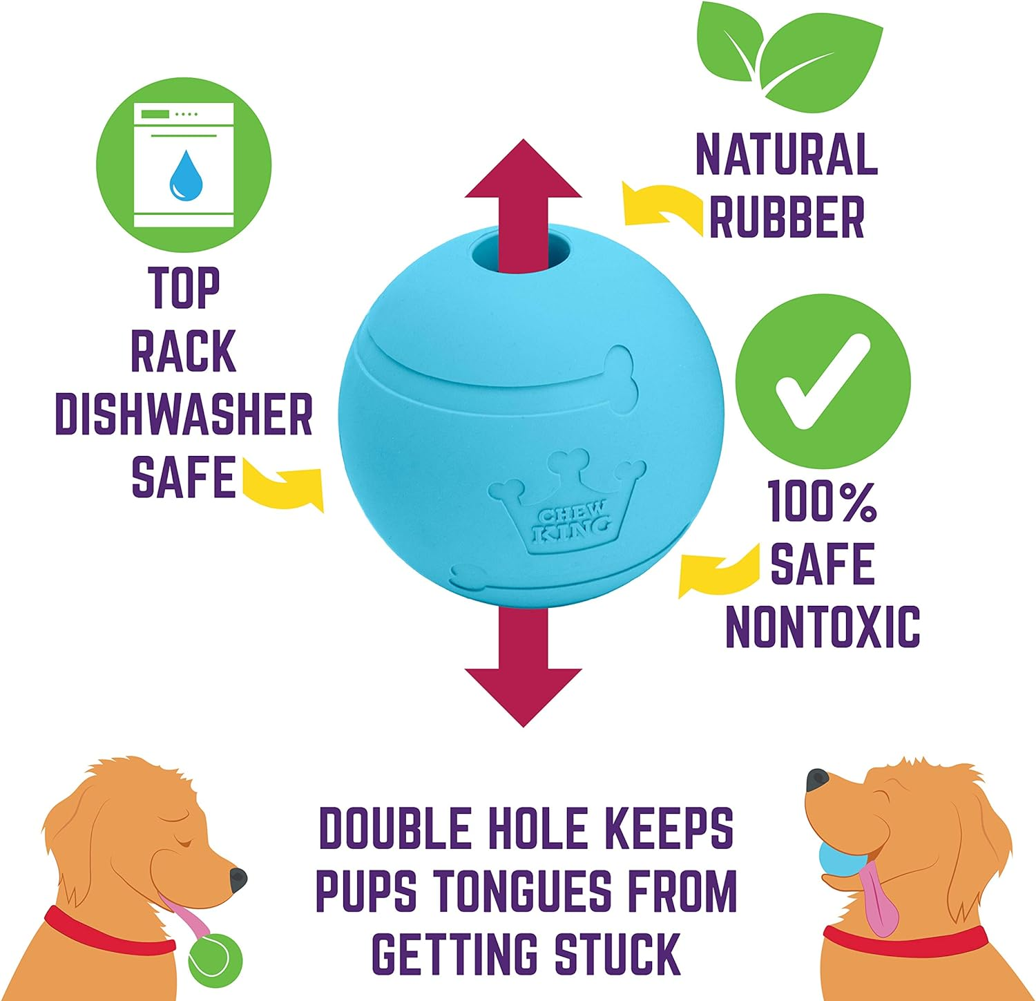 Chew King Fetch Balls Extremely Durable Natural Rubber Toy 3 Inch Balls - Pack of 3 (CM-0263-CS01) image number 2