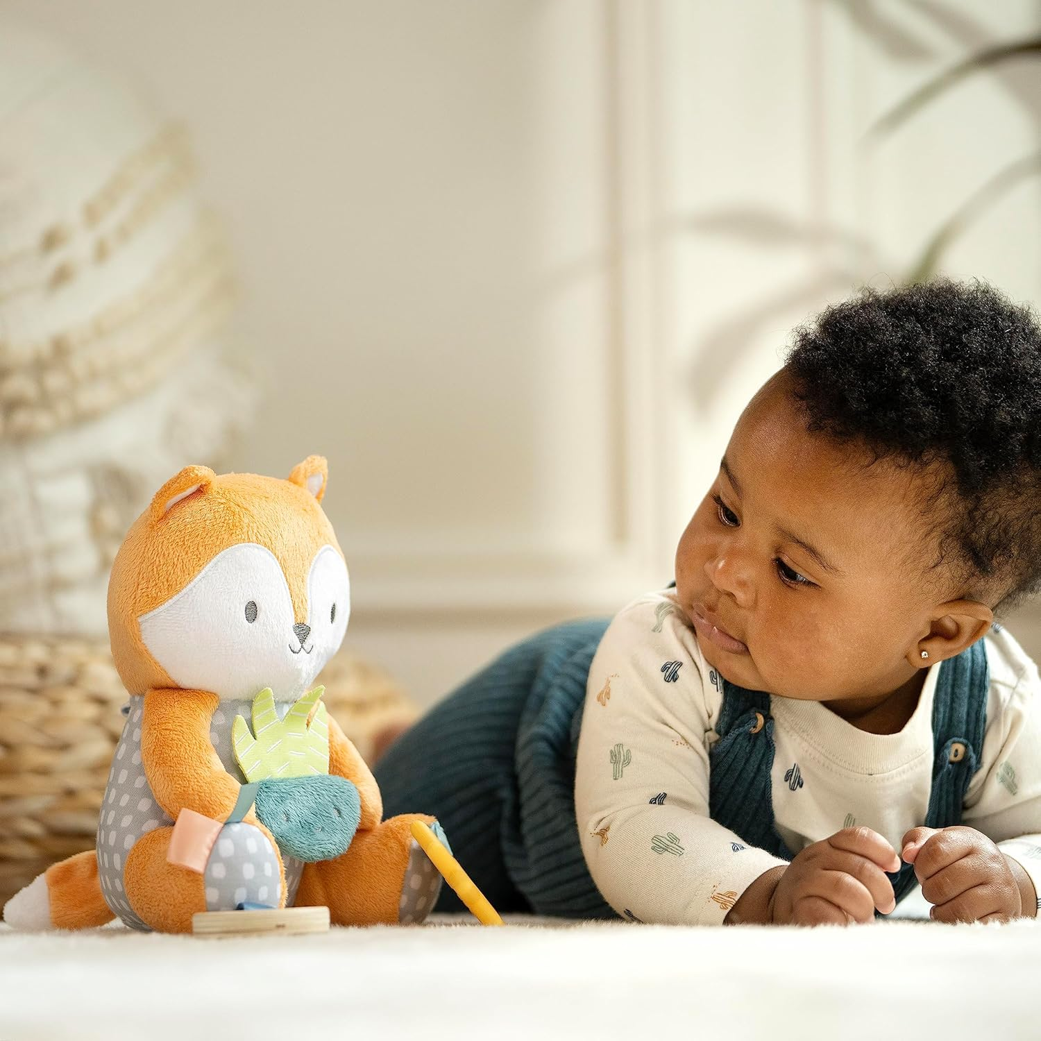 Ingenuity Calm Springs Plush Activity Pal Bpa-Free Sun Teether, Multi-Texture Fabrics, Kitt the Fox image number 1