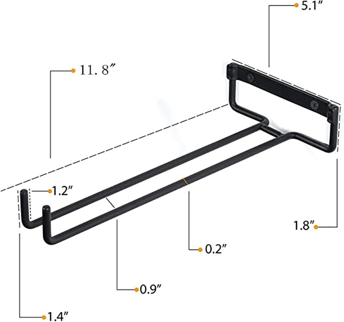 2 Pack Wine Glass Racks,Wall Mounted Hanging Rack Shelf Wine Cup Display Stand for Cabinet,Under Cabinet Wine Rack Glass Holder for Bar Kitchen (30 Cm) image number 2