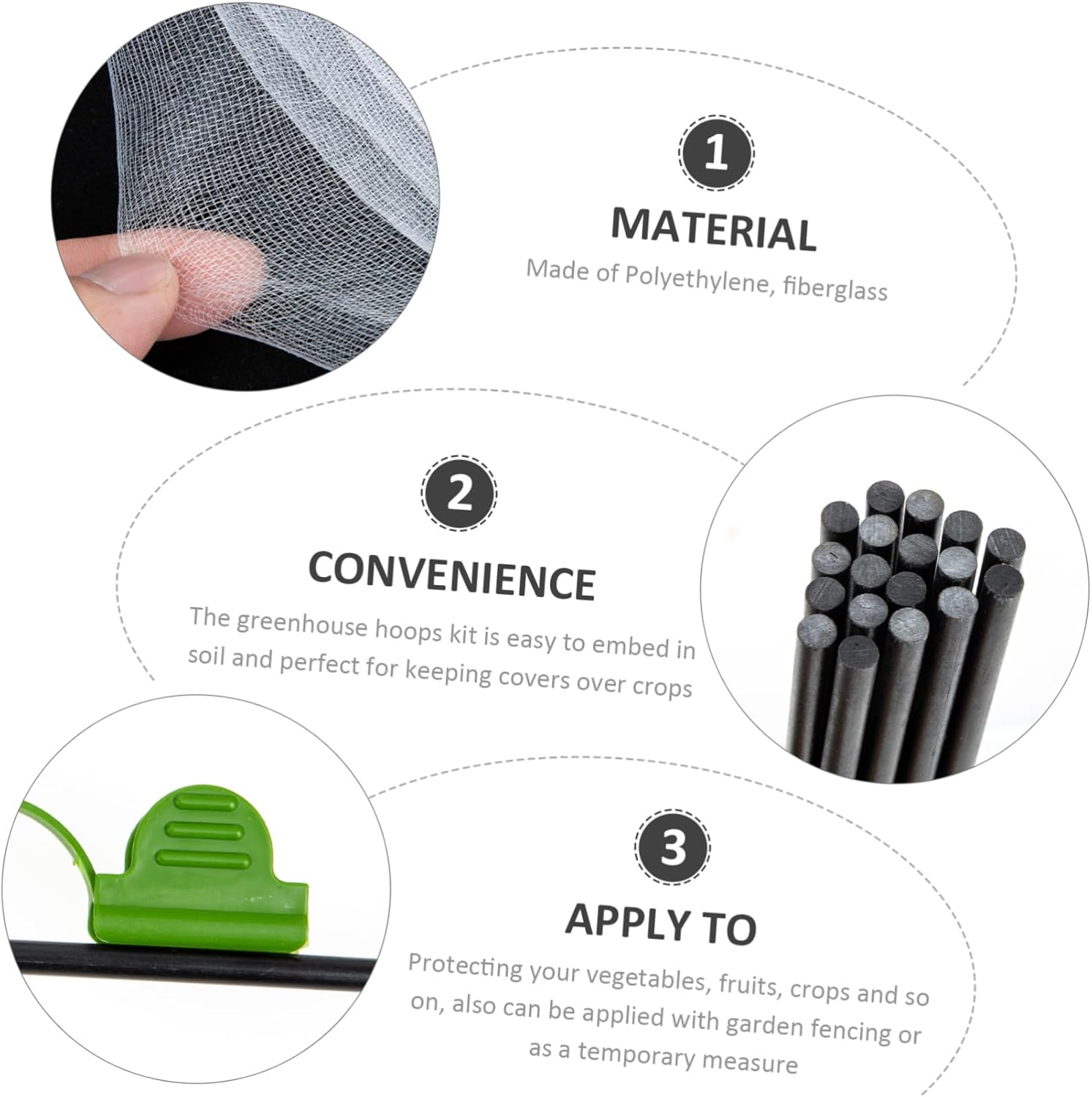 Bird Netting Garden Kit with Hoops and Pegs Raised Bed Cover Mesh for Vegetables Fruits Flowers Protection from Insects Birds and Animals Garden Netting image number 1