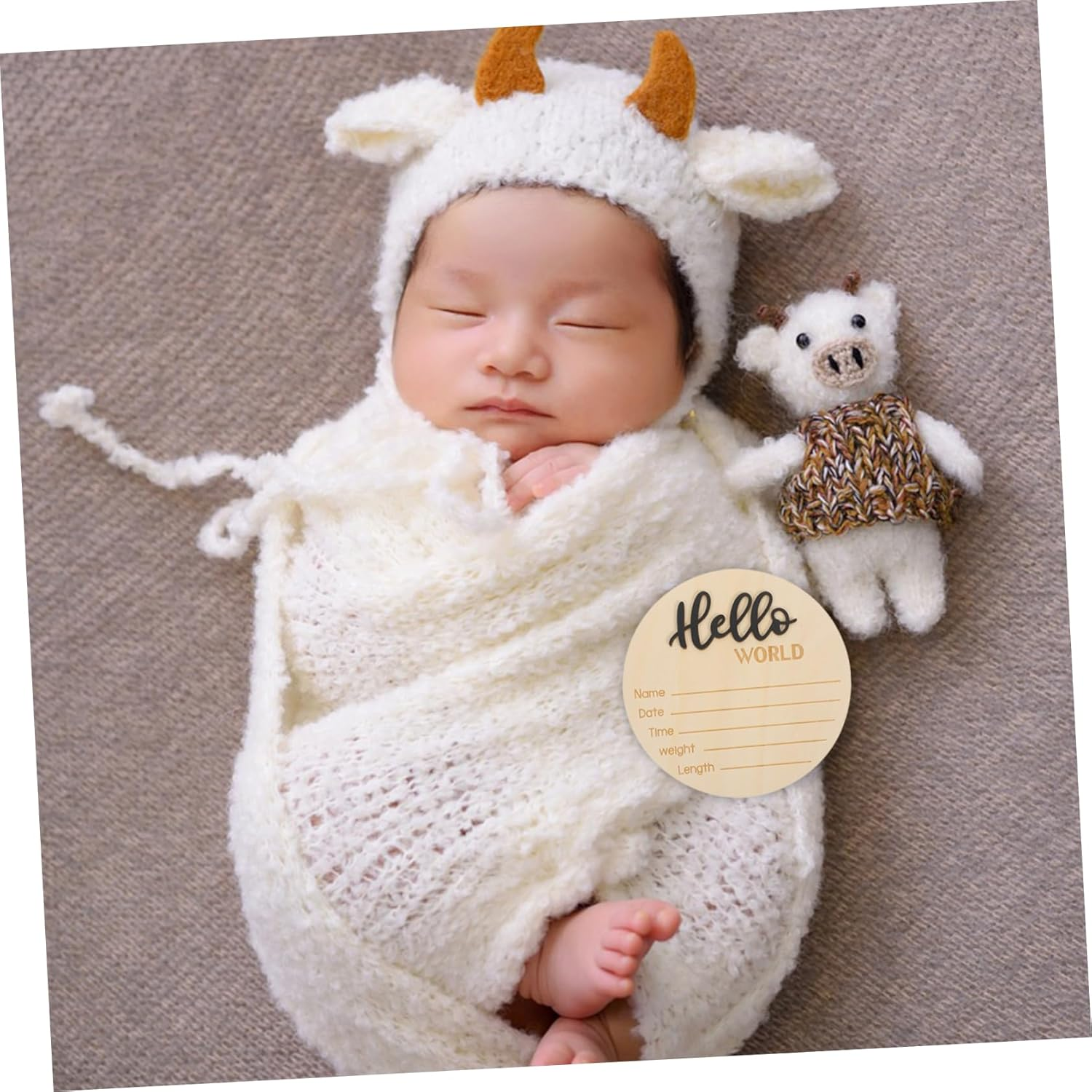BESPORTBLE Wooden Baby Birth Announcement Sign round Newborn Name Sign Infant Photography Prop for Hospital Newborn Announcement image number 4