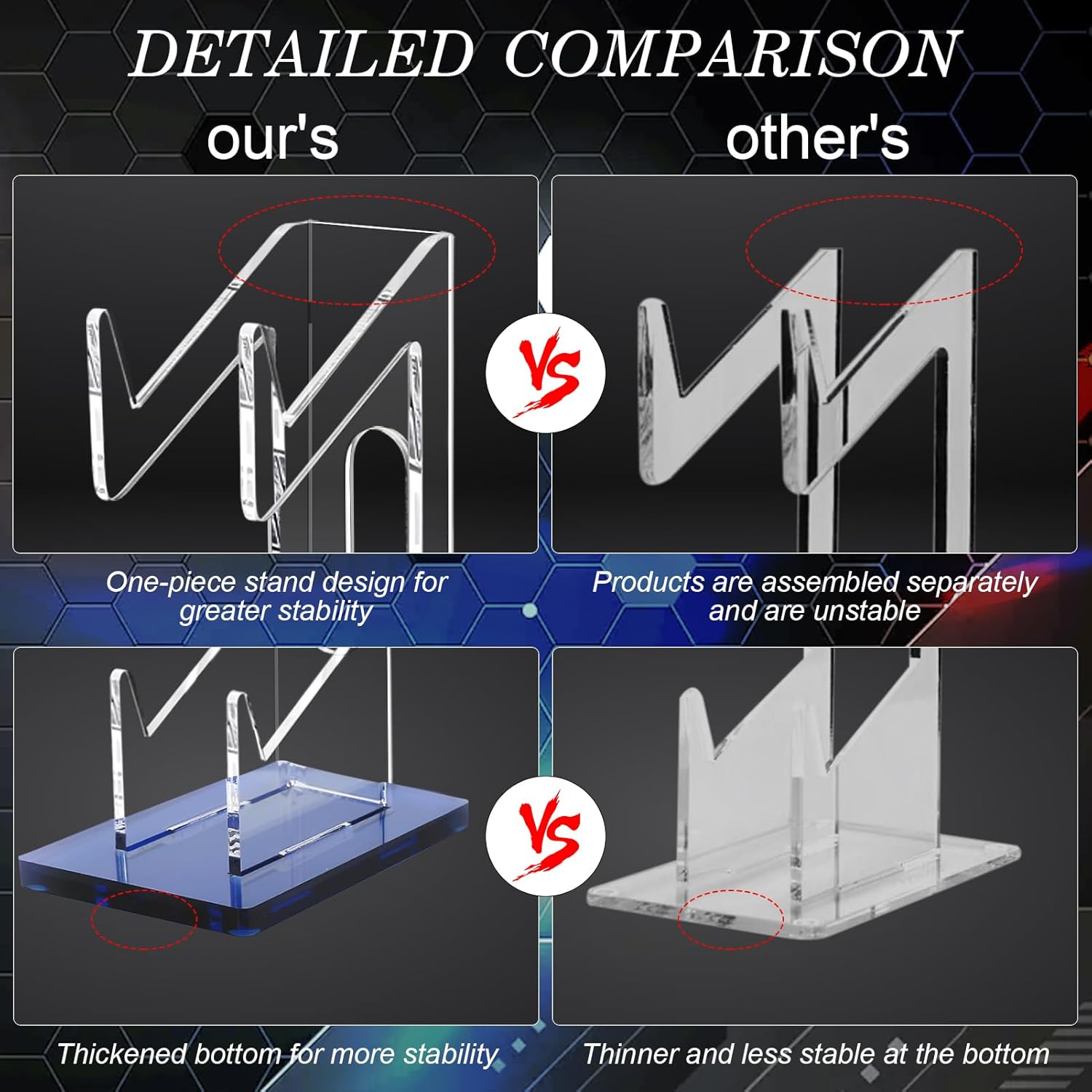 FYY Game Controller Holder 2 Tiers - Universal Dual Controller Stand Headphone Holder, Acrylic Blue Controller Display Stand Compatible with Nintendo Switch Xbox PS5 PS4, Desk Mounts for Controller - 2 Pcs-Black image number 3