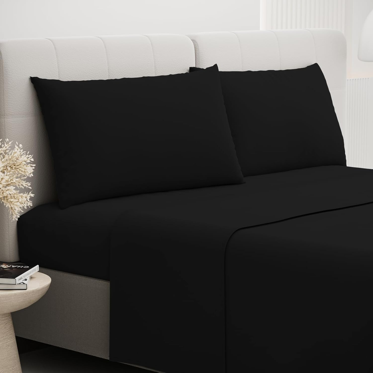 Fitted Sheet Set of 4,Ultra Soft Microfiber Bedding,Extra Deep Fitted Sheet 182X203Cm,2 Pillowcases,1 Flat Sheet,King Size,Blue