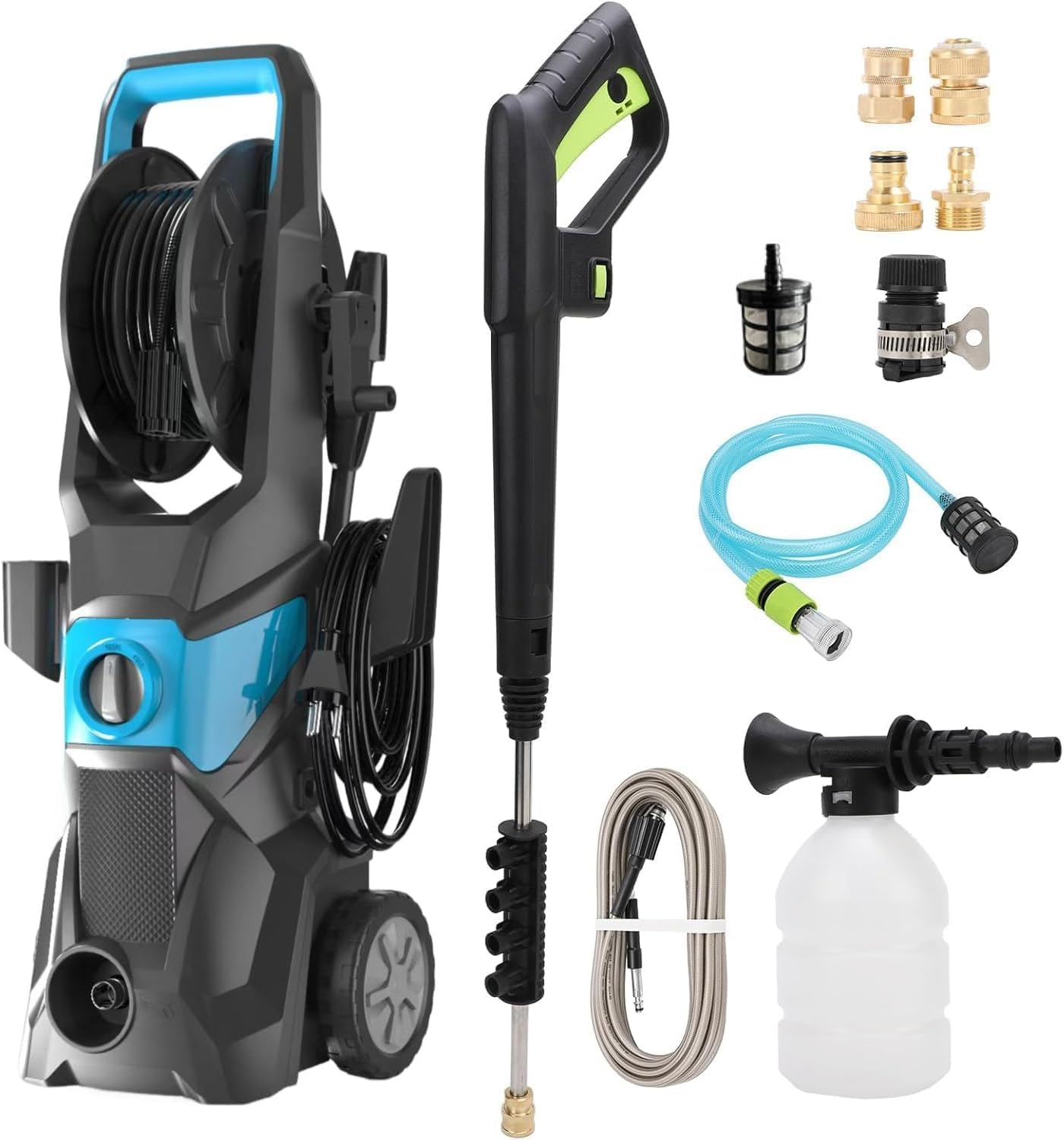 4000PSI Electric Pressure Washer, 3000W Power Washer with Spray Gun/Wheels/Foam Cannon/Water Pump Hose, Electric Power Cleaner Machine for Cars/Fences/Driveways/Patios/Home Cleaning (Blue) image number 3