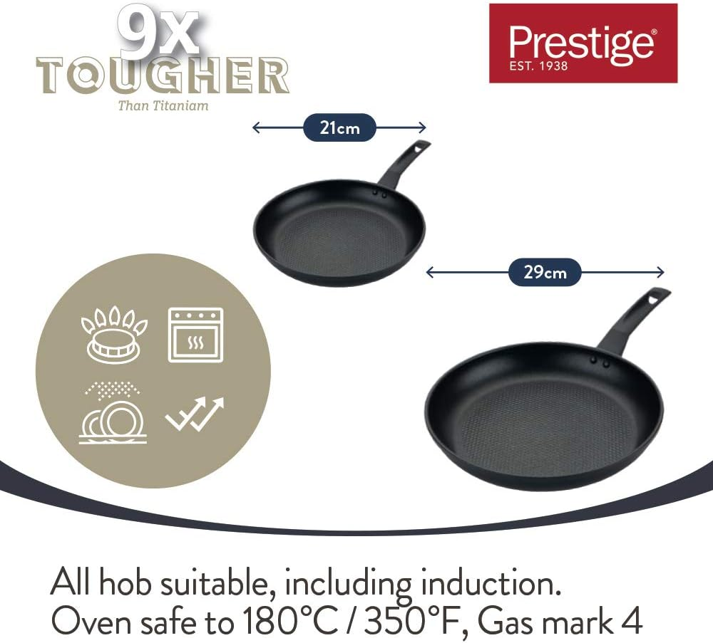 Prestige - 9X Tougher - Frying Pan Non-Stick - Durable Cookware - Superior Dimpled Non-Stick - Induction Suitable - Dishwasher and Oven Safe - 21/29 Cm image number 3