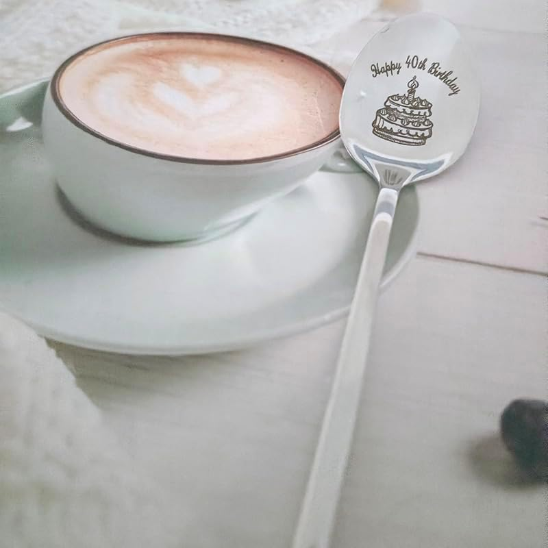 RFTWXHPN Happy 40Th Birthday Spoon Gifts for Women Men 40 Yr Old Birthday Gifts for Aunt Brother 40 Years Old Birthday Gifts Men Women 40 Th Birthday Gifts for Son Mom Ice Cream Spoons image number 4