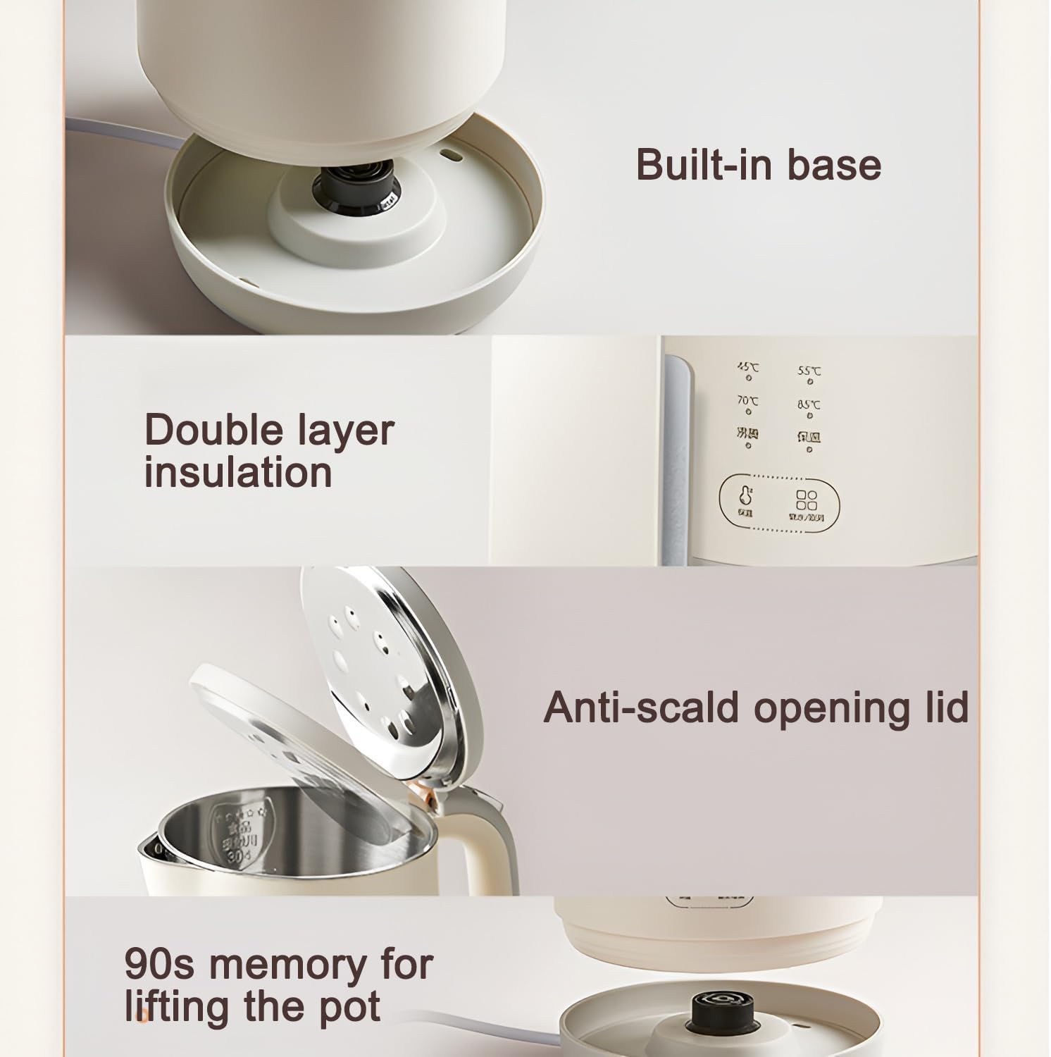 Electric Tea Kettle, BPA Free, 1.7 Liter/ 1800W Hot Water Boiler Heater Pot, Temperature Control, Keep Warmer, Automatic Shut Off, Boil Dry Protection(Au PLUG) image number 2