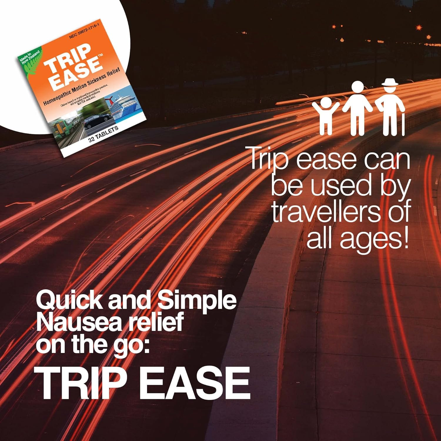 Trip Ease &ndash; Homeopathic Travel Support Tablets, Cruise Essentials for Car, Boat & Airplane Journeys (32 Tablets) image number 5