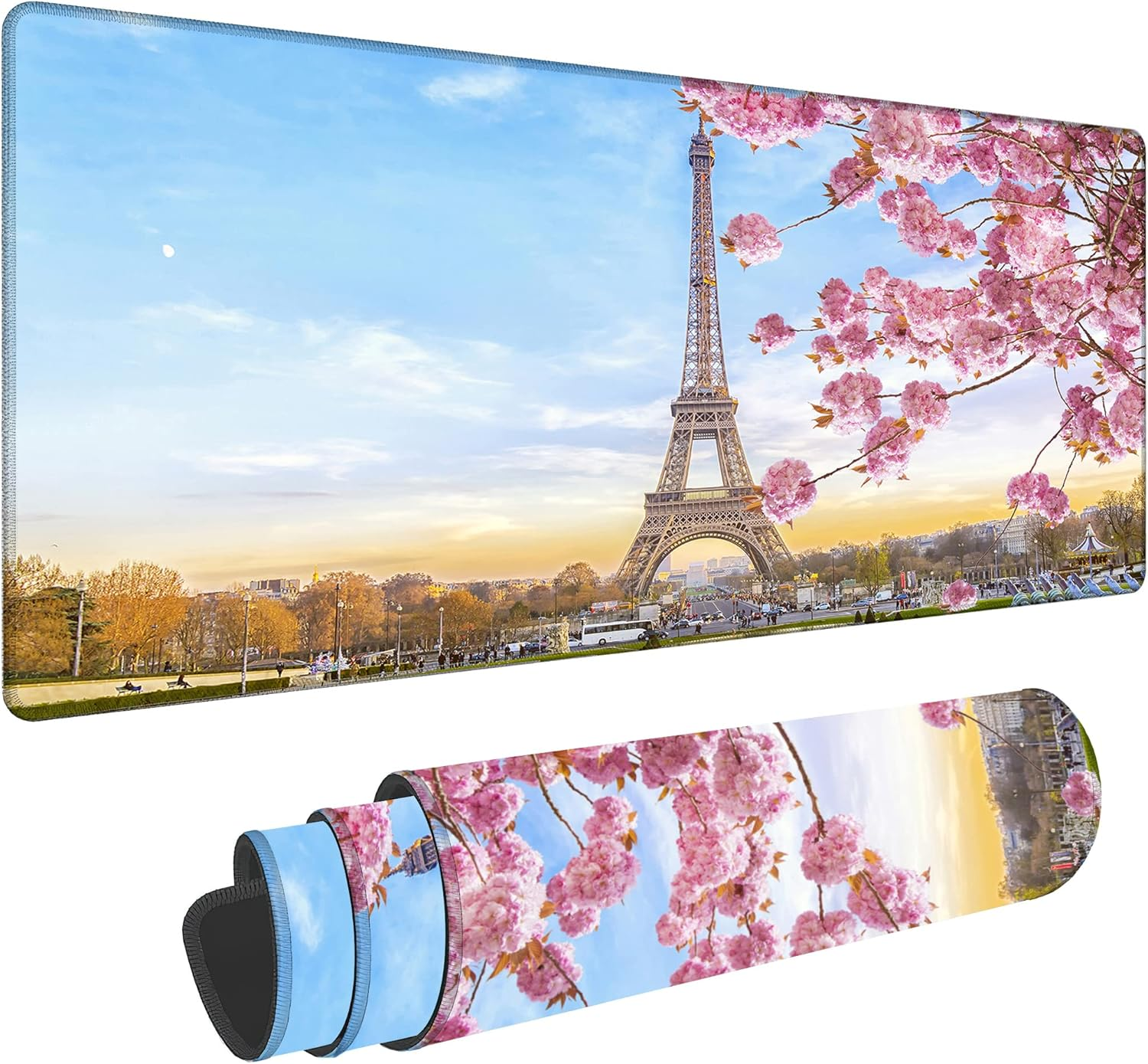 Hawaii Summer Beach Gaming Desk Mat Large,Palm Tree Sunset Extended Mousepad,Non-Slip Rubber Mouse Pad Stitched Edges,Desktop Decorative Accessories for Home Office 31.5" X 15.7"