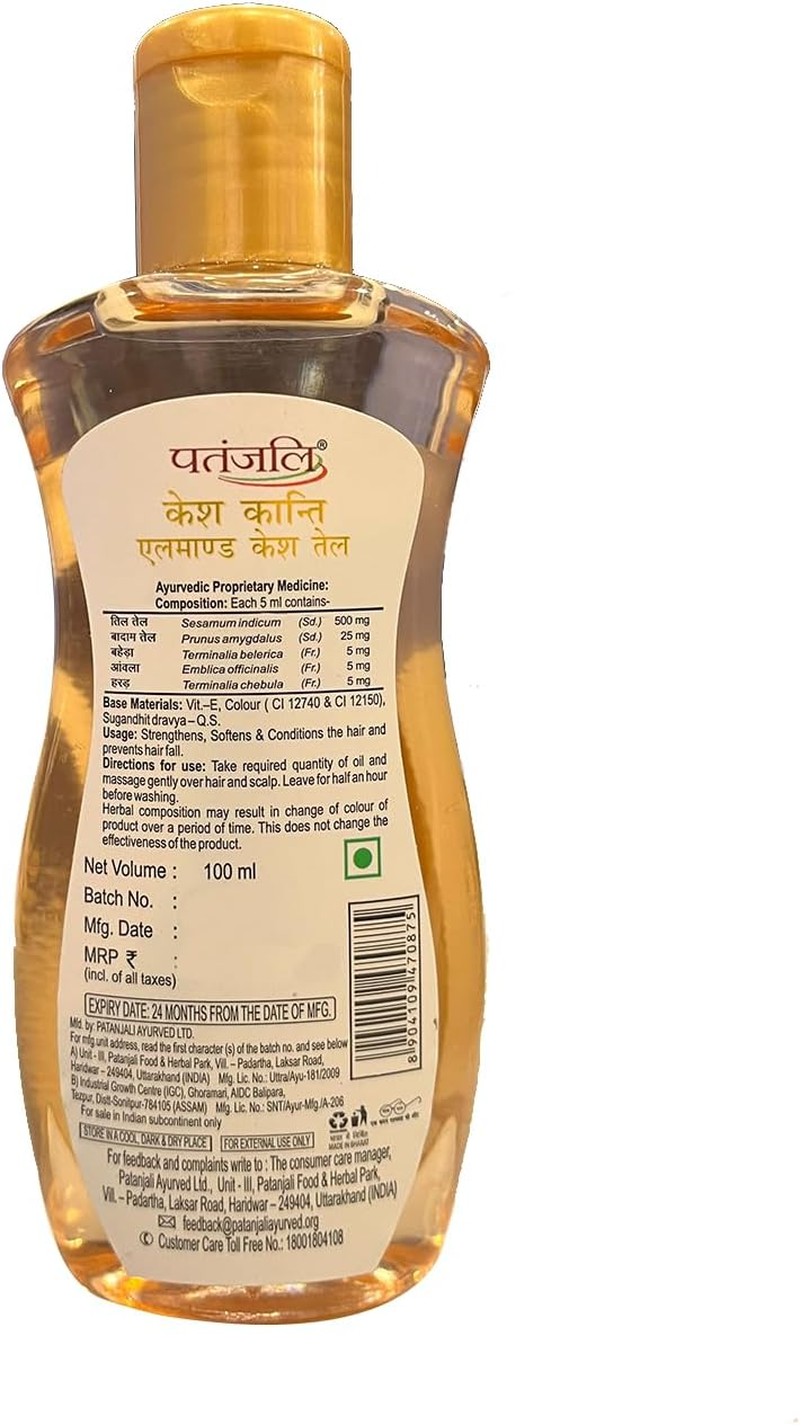 Patanjali Kesh Kanti Almond Hair Oil - 100Ml / 3.38 Fl Oz image number 2