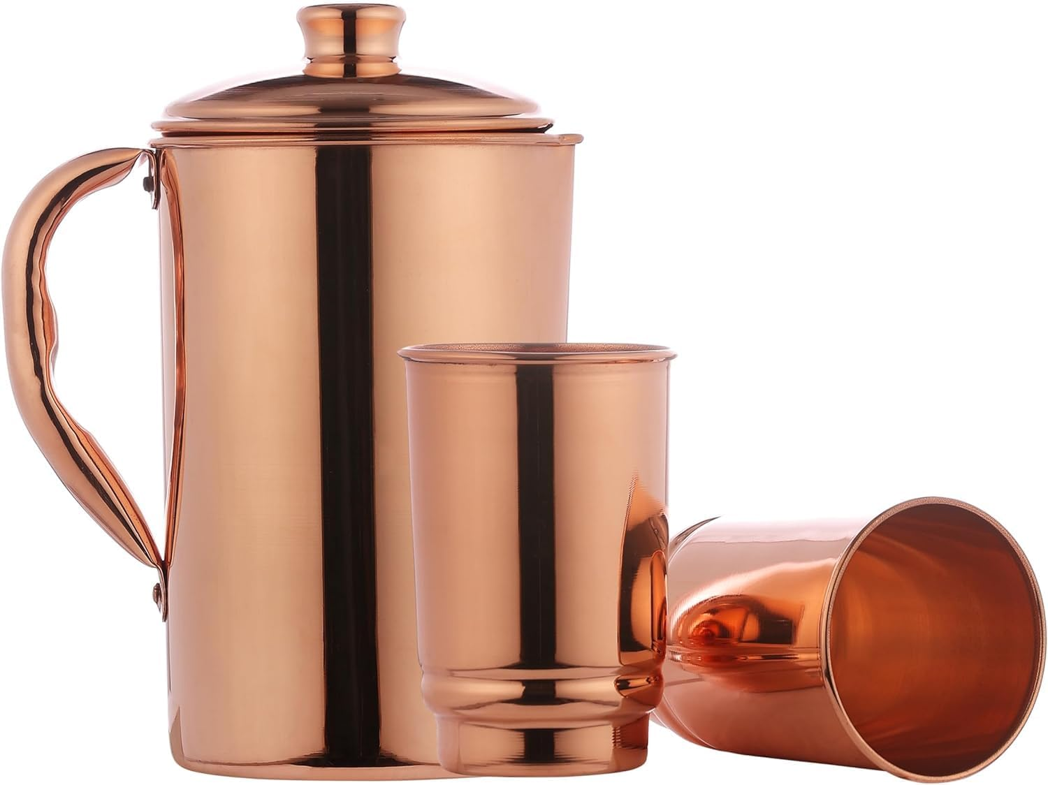 Healthgoodsau - Pure Copper Water Jug with 2 Copper Tumbler | Copper Pitcher and Tumbler for Ayurveda Health Benefit image number 3