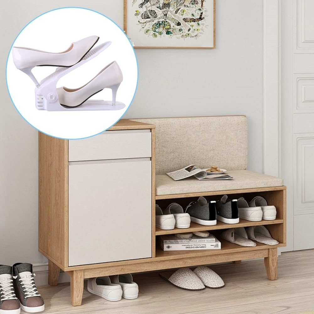 12 Pack Shoe Slots Organizer,Adjustable Shoe Stacker,Shoe Storage Holder,Double Layer Shoe Rack Organizer Holder,Sneakers Display Tray Rack,For Closet Organization image number 3