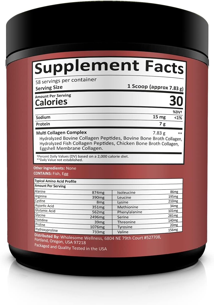 Multi-Collagen Protein Powder Hydrolyzed - Type I, II, III, V, X - Grass-Fed All-In-One Super Bone Broth + Collagen - Premium Quality Blend of Grass-Fed Beef, Chicken, Wild Fish and Eggshell Collagen image number 5