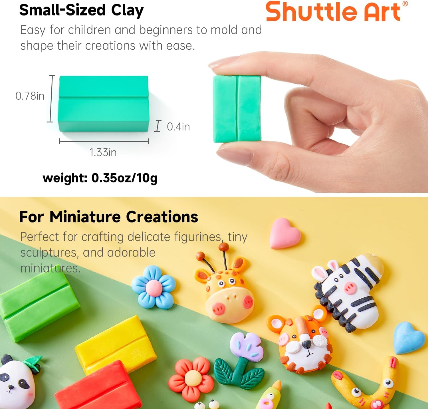 Shuttle Art 117 PCS Small Block Polymer Clay Kit, 95 Unique Colors & Extra Basic Colors, 5 Modeling Clay Tools, Non-Toxic, Non-Sticky, DIY Art Craft for Kids Beginners image number 5
