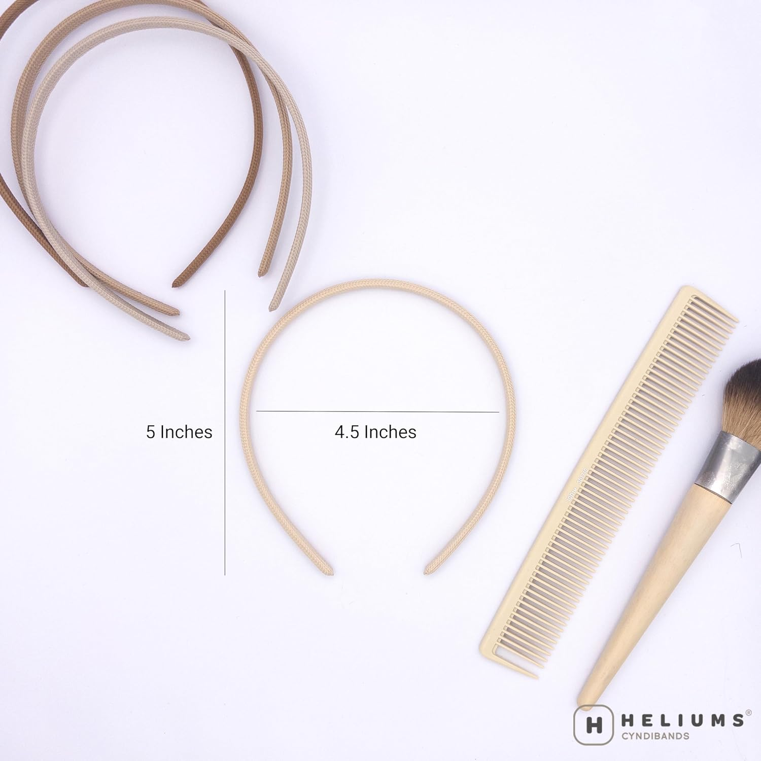 Heliums Thin Headbands for Women - 8Mm Skinny Headband, 4 Count, Comfortable Narrow Hair Bands Blend with Hair Color (Dark Blonde, Sandy, Beige and Ash Blonde) - Gray Shades image number 2