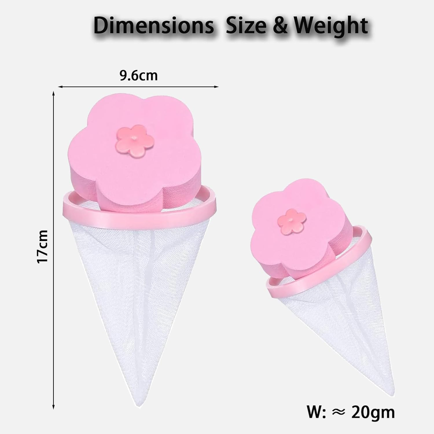 ONBPIY 2 Pack Pink Reusable Lint Catcher for Washing Machine, Laundry Pet Hair Remover with Floating Mesh Bag, Hair & Lint Trap for Clothes, Socks, and Fabrics (Pink) image number 3