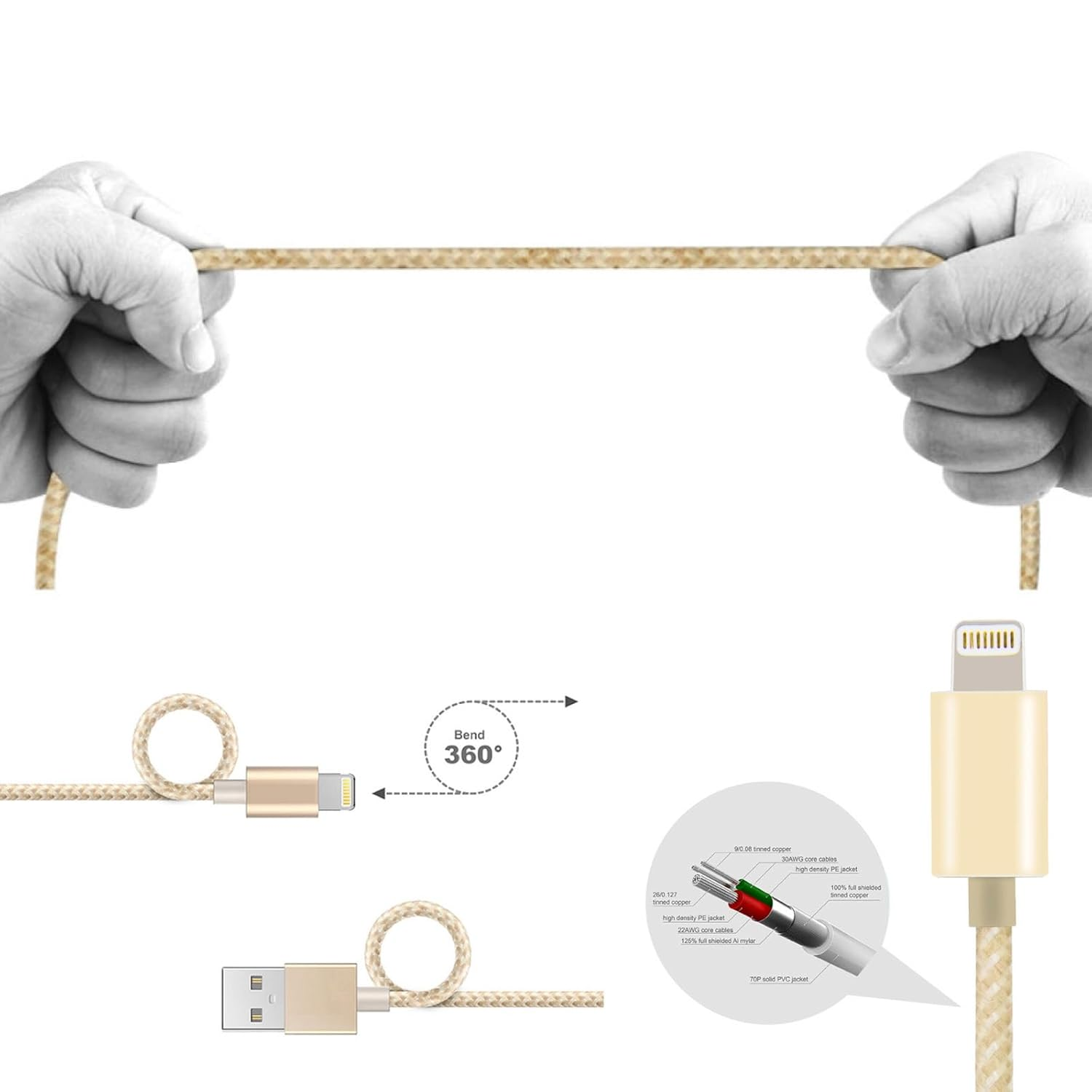 2M Strong Nylon Braided Compatible with for Apple Iphone 5 6 7 8 plus X XS 11 12 13 Max XR SE Ipad Pro Mini Air Ipod Fast Data Sync Charger Cable Cord (2M)