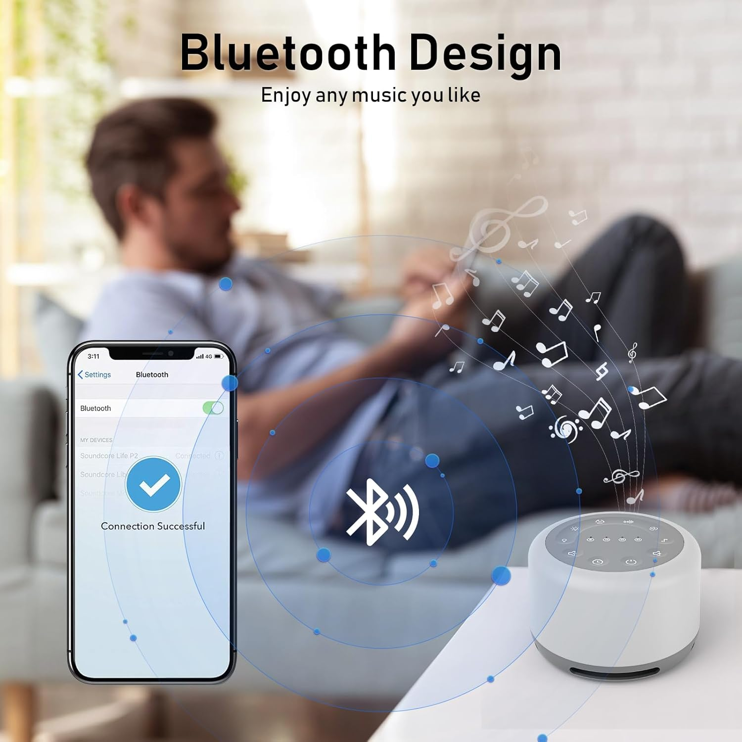 Guulan White Noise Machine Baby and Adult, Sound Machine for Sleeping/Relaxing, Portable Baby Night Light with Soothing Sounds, Bluetooth&Long Battery Life, Noise Maker Machine for Sleep/Office/Travel