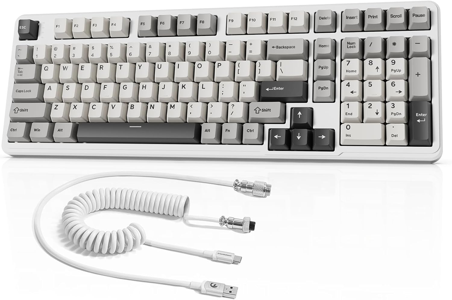 ATTACK SHARK X98 Wireless Mechanical Keyboard with Numpad,Gasket Mount Hot-Swap Pre-Lubed Linear Switch,Bt 5.0/2.4G/Wired,Rgb Backlit Computer Gaming Keyboards for Pc/Tablet/Ps5/Xbox-Moonlight