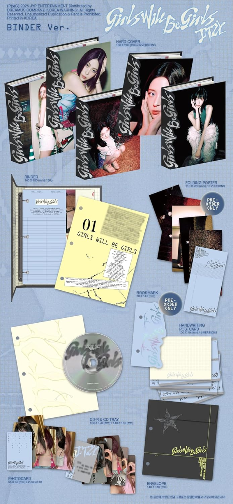 ITZY Girls Will Be Girls 10Th Mini Album Binder Random Version Cd+32P Binder+2P Photocard+Tracking Sealed image number 1