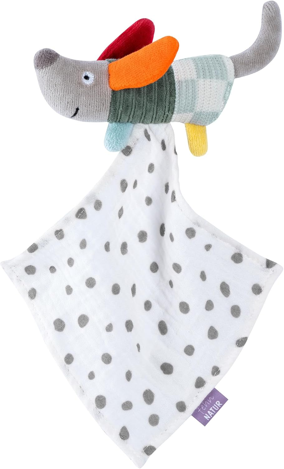 Fehn Mini Comforter Dog Natural - Mini Playmate & Stuffed Toy Cuddly Blanket with Organic Cotton from Organic Controlled Cultivation (KBA) - for Babies & Toddlers from 0+ Months image number 4