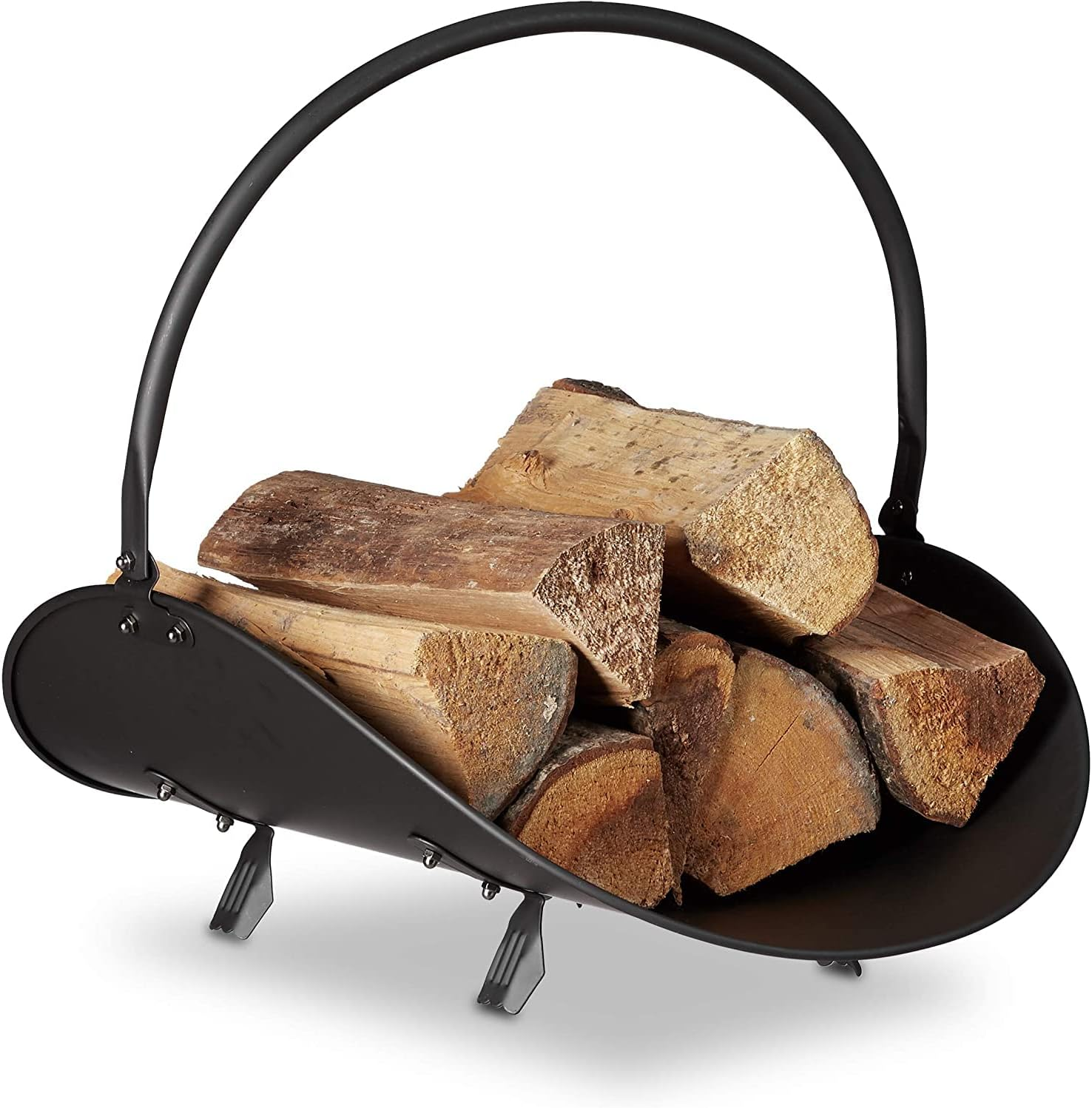 Black Log Holder Indoor and Outdoor Firewood Rack Hearth Basket image number 4