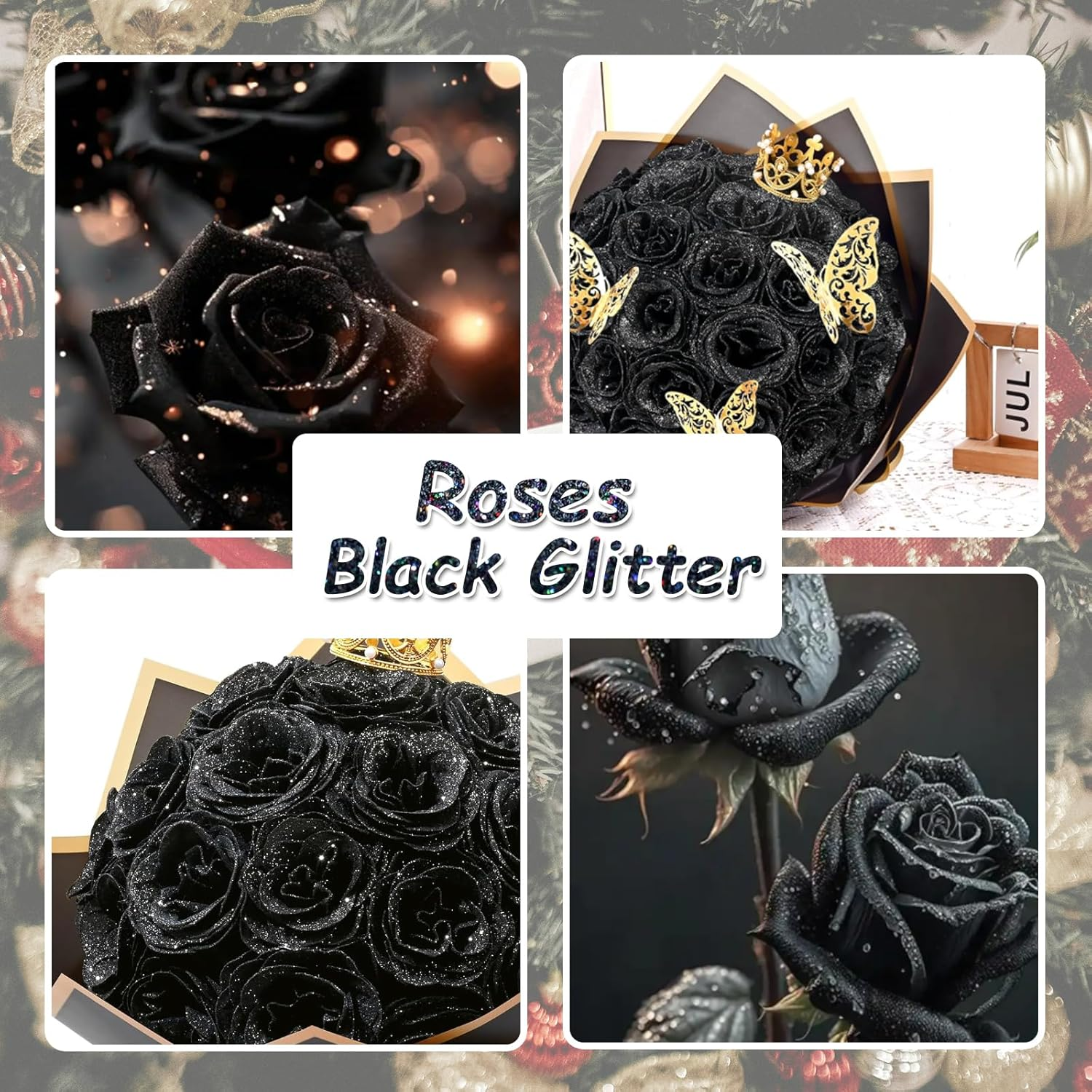 Ceya Holographic Chunky Glitter, 4.9Oz/ 140G Black Craft Glitter Powder Mixed Chunky Fine Flakes Iridescent Nail Sequins for Nail Art, Hair, Epoxy Resin, Tumblers, Slime, Painting, Festival Decor - Black image number 2