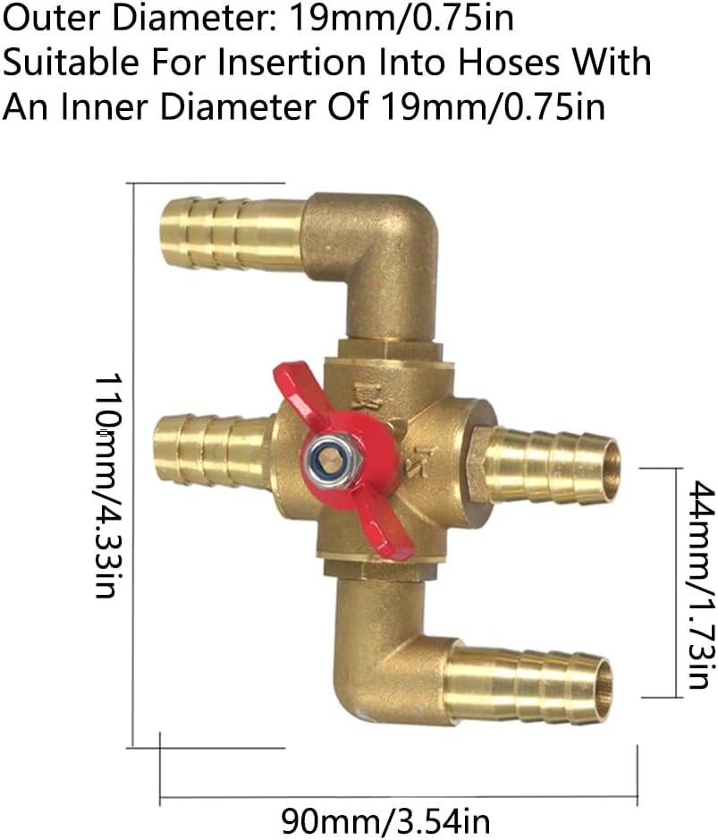 4-Way Heater Control Valve, 3/4 Inch (19Mm) Solid Brass Manual Integrated Automobile Heating Water Valve for Water/Oil/Gas image number 4